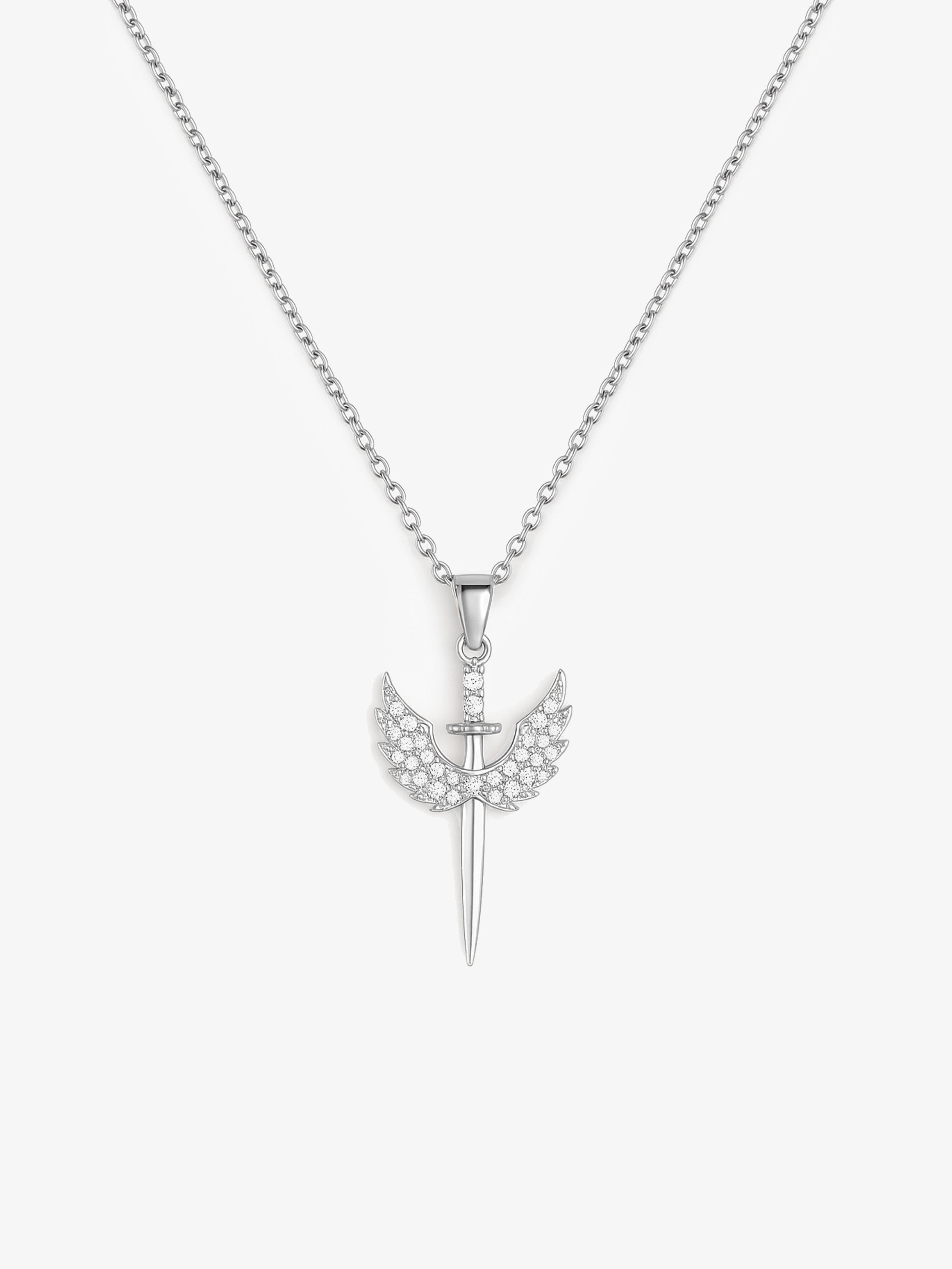Sparkling Sword With Wings Necklace