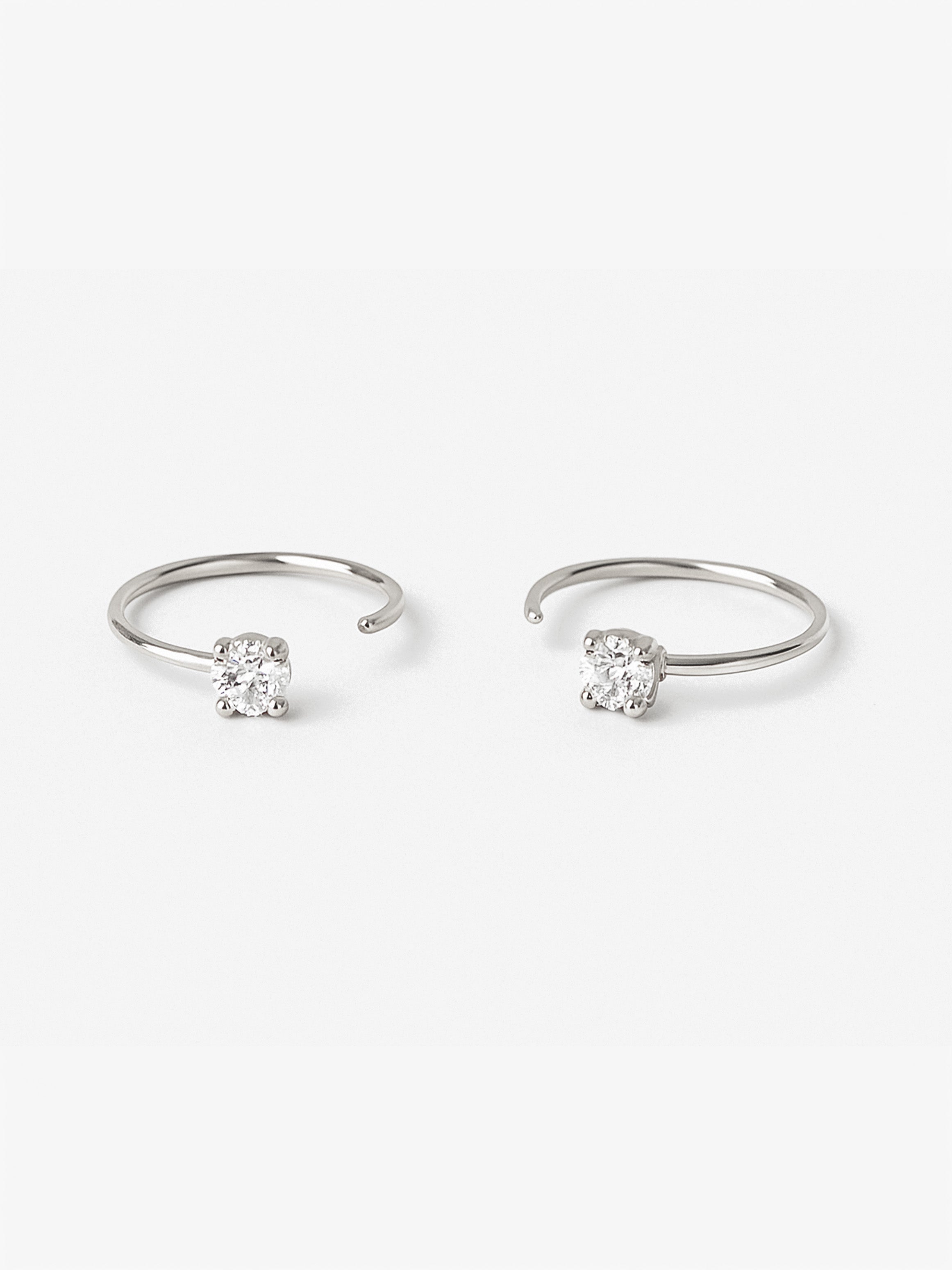 Dainty Threader Hoop Earrings With Cubic Zirconia Stone