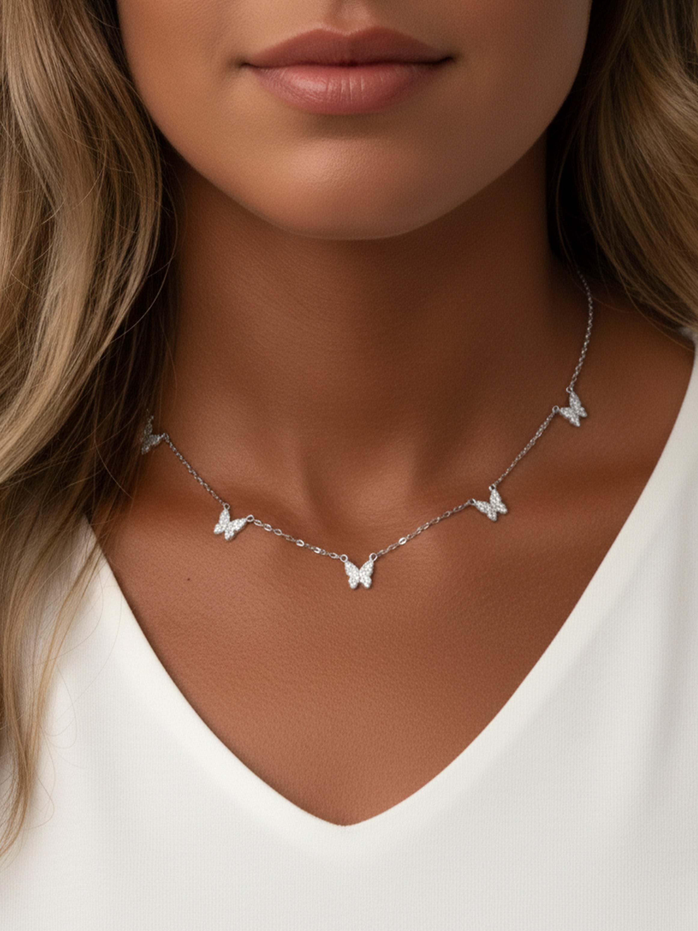 Choker With Five Butterfly Charms