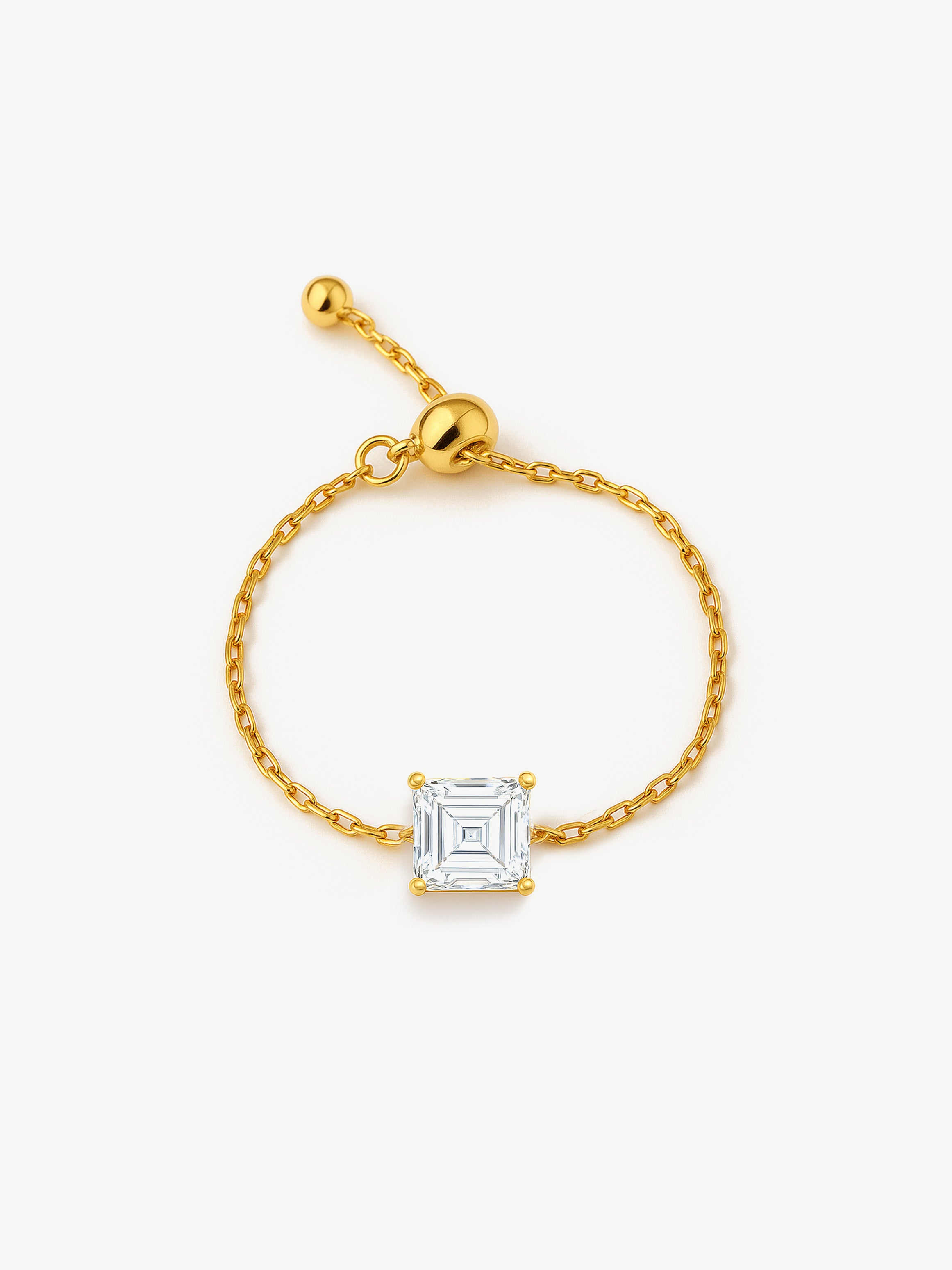 Square, Pear or Round Stone Adjustable Chain Ring