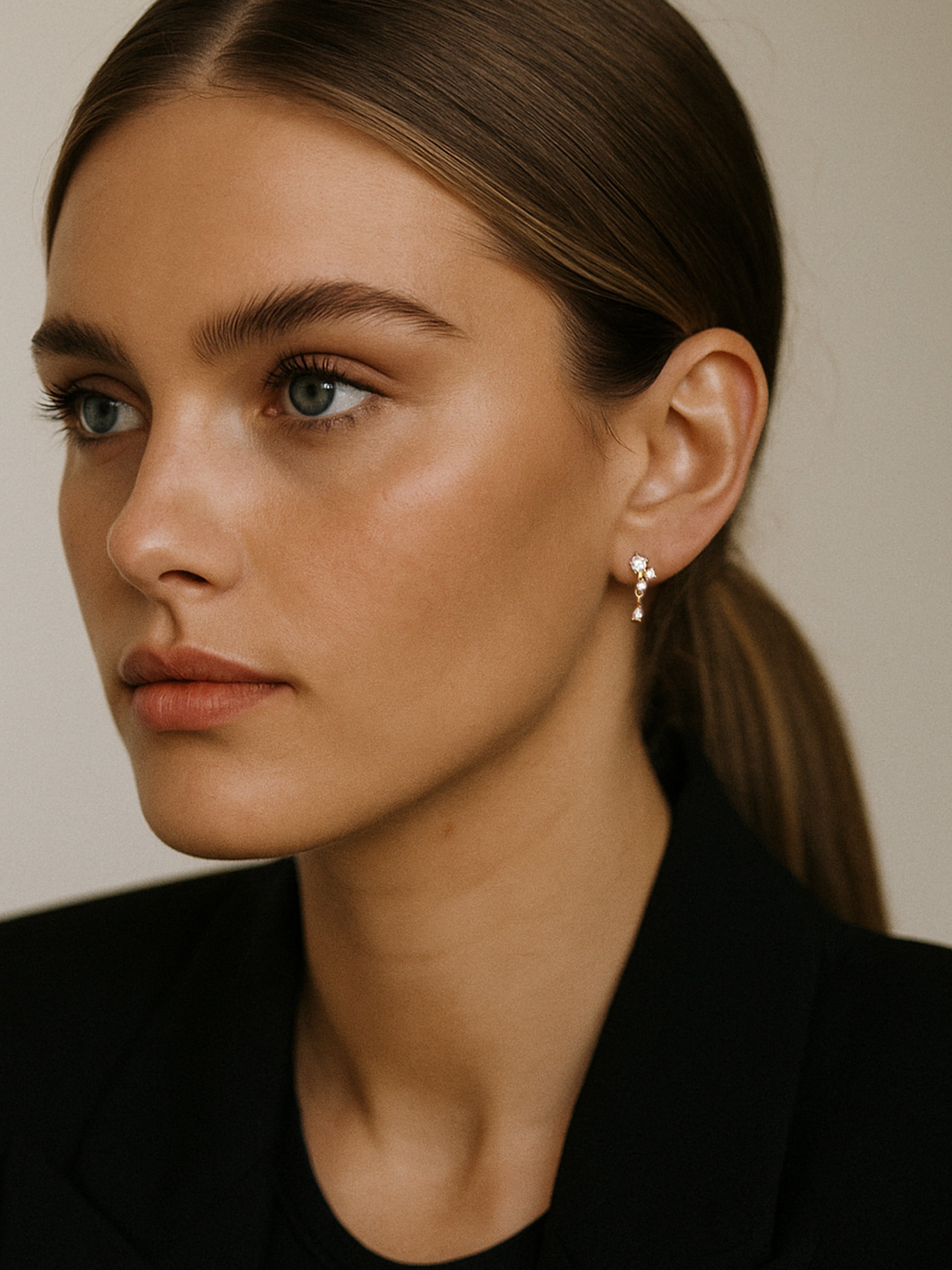 Dainty Cluster Drop Stud Earrings