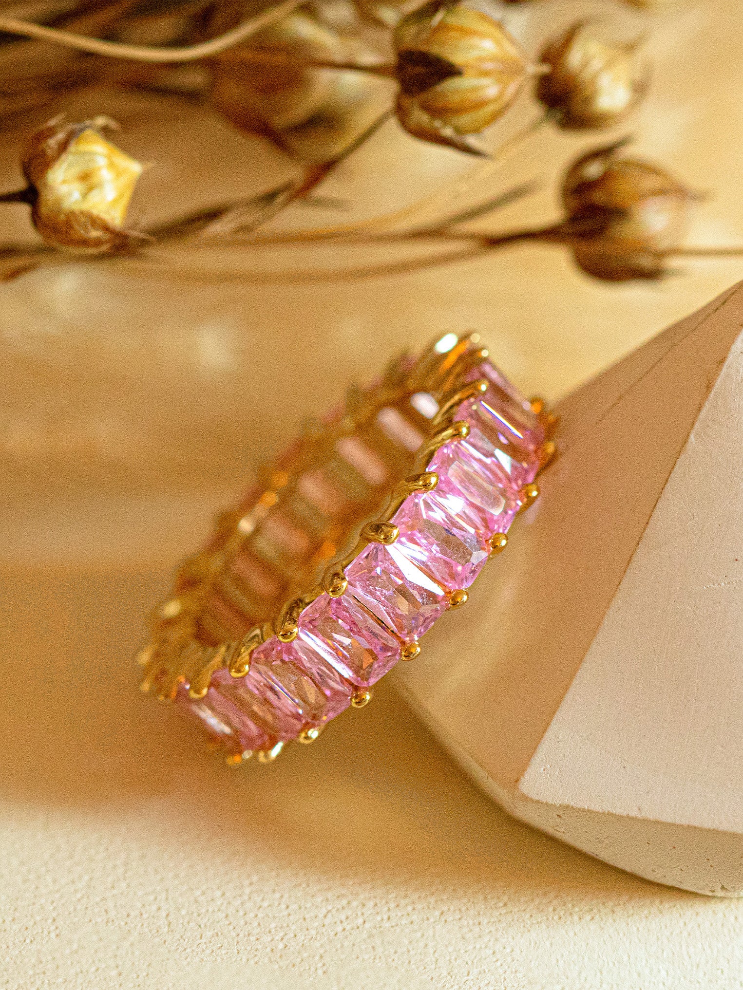 Stacking Ring With Pink Stones