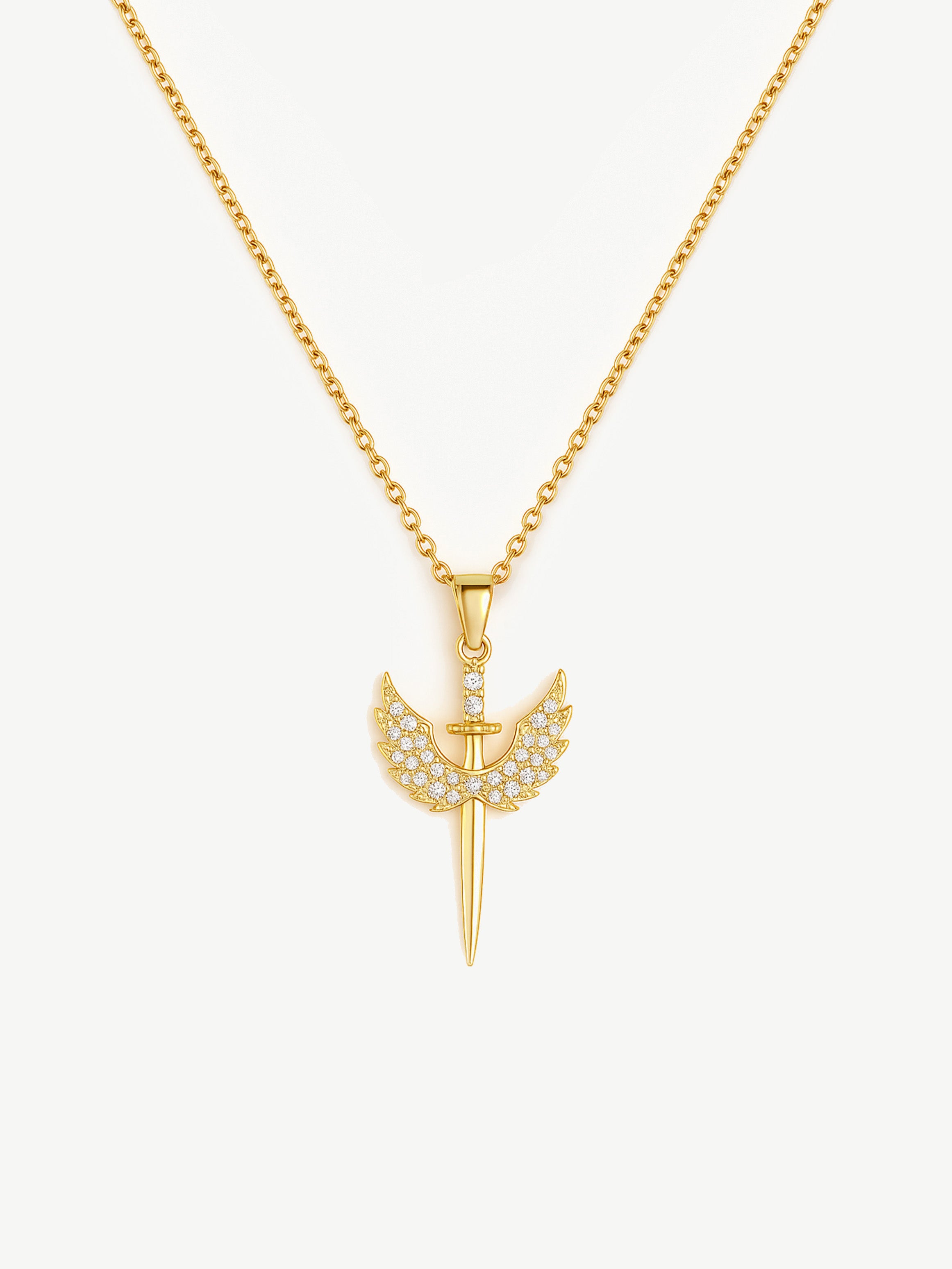 Sparkling Sword With Wings Necklace
