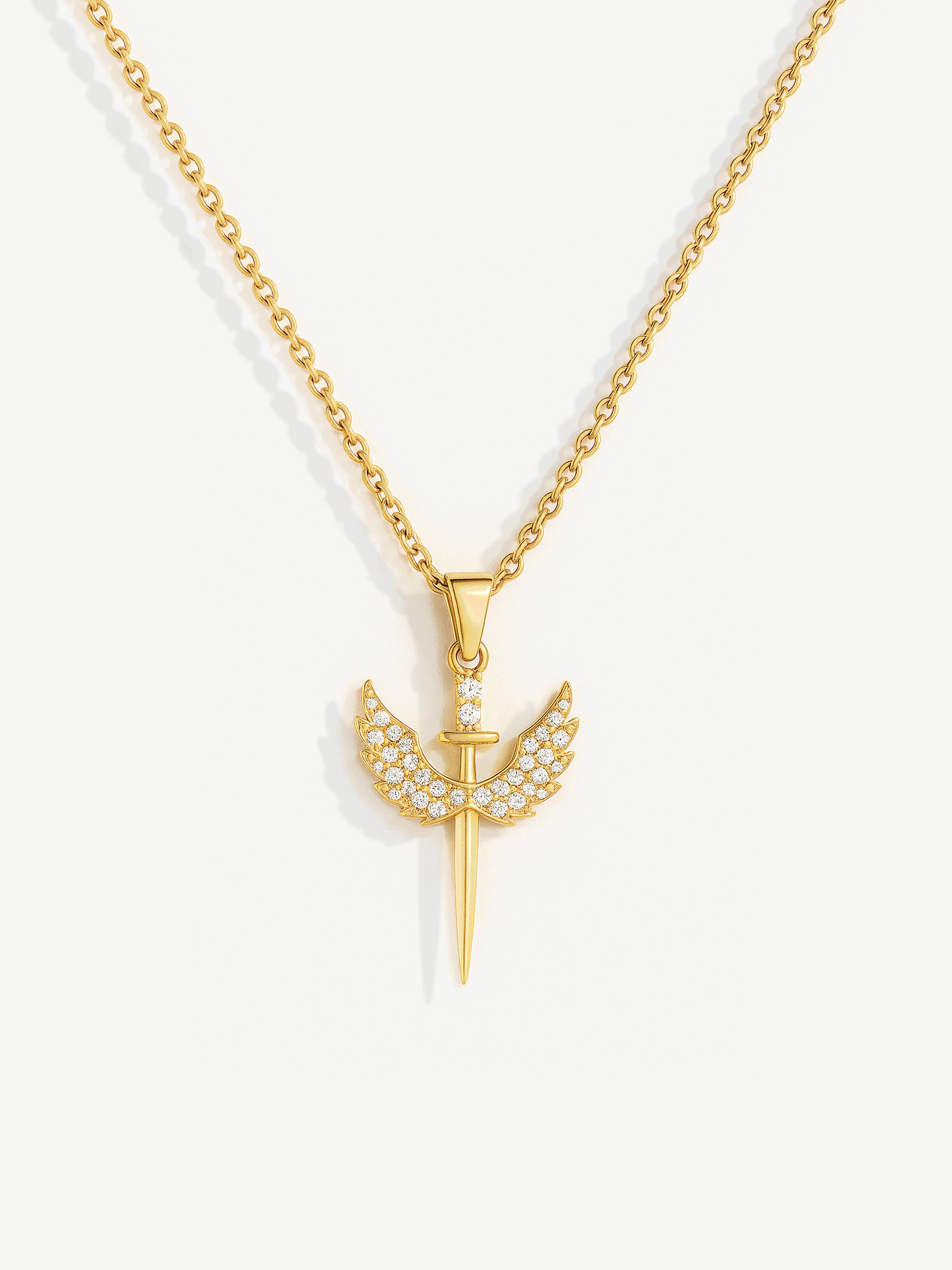Sparkling Sword With Wings Necklace