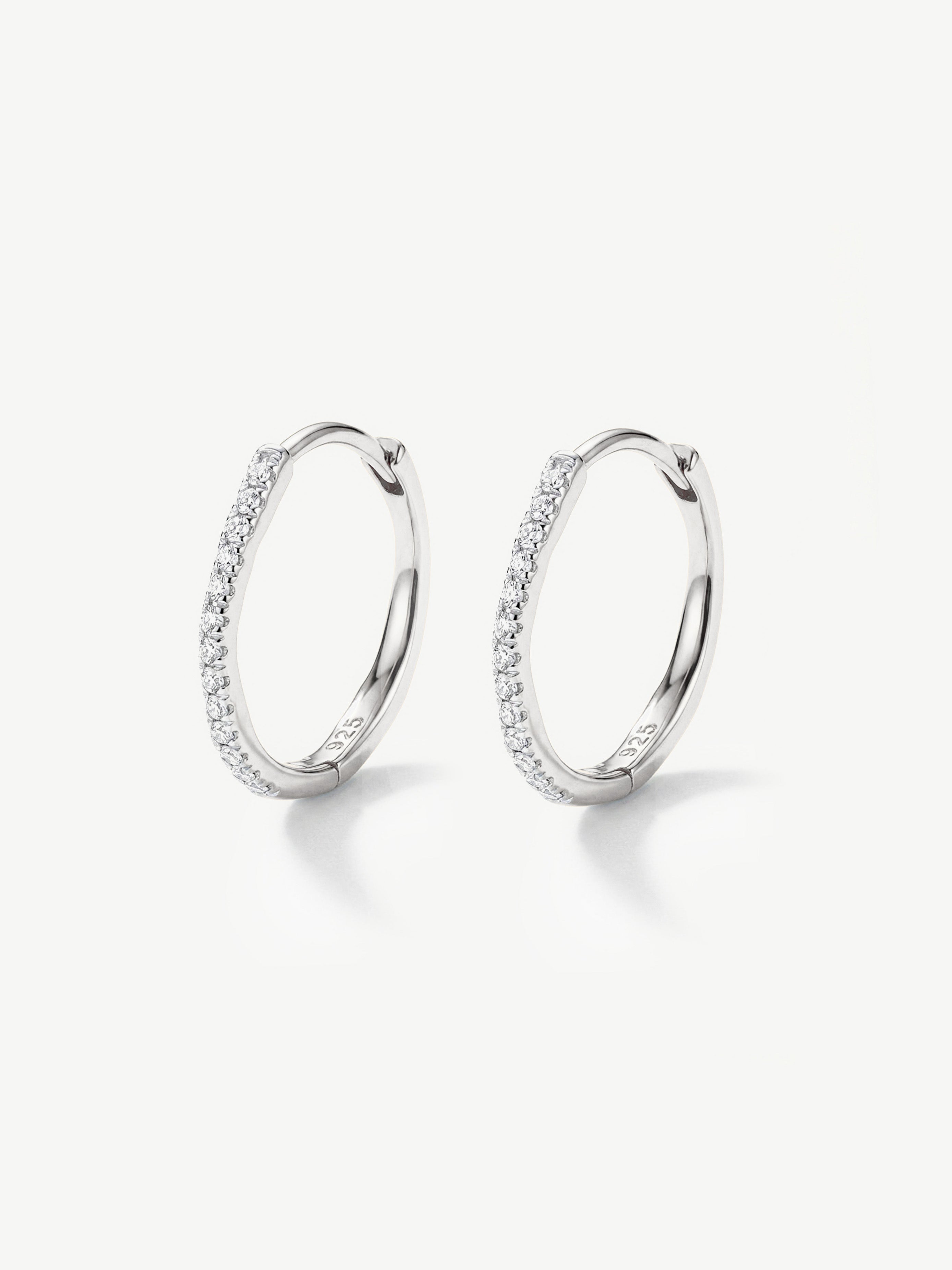 Two-Tone Half Pavé Tennis Hoop Earrings