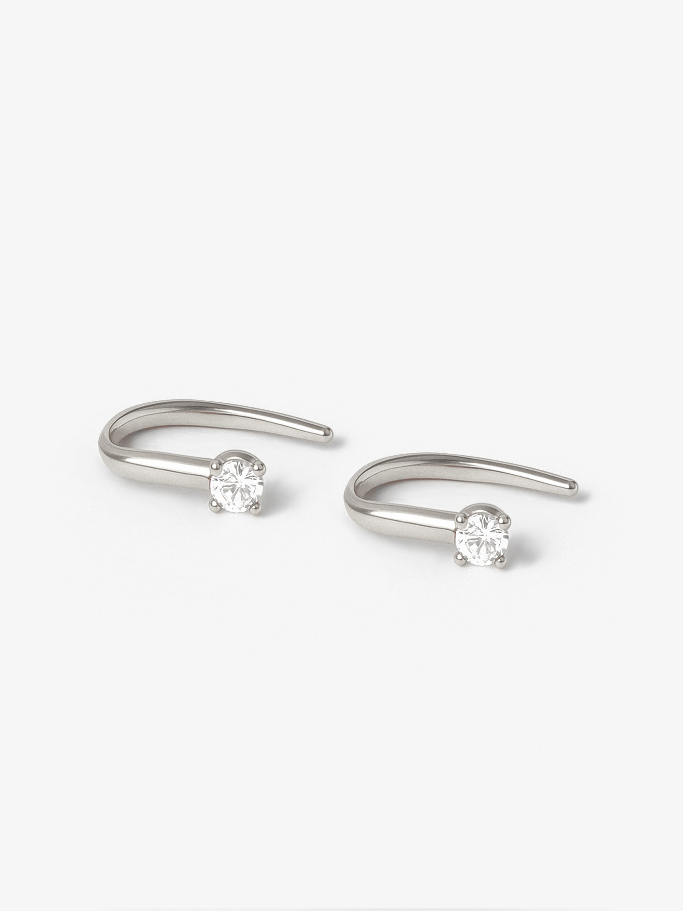 Open Threader Hoop Earrings With Tiny CZ Stone