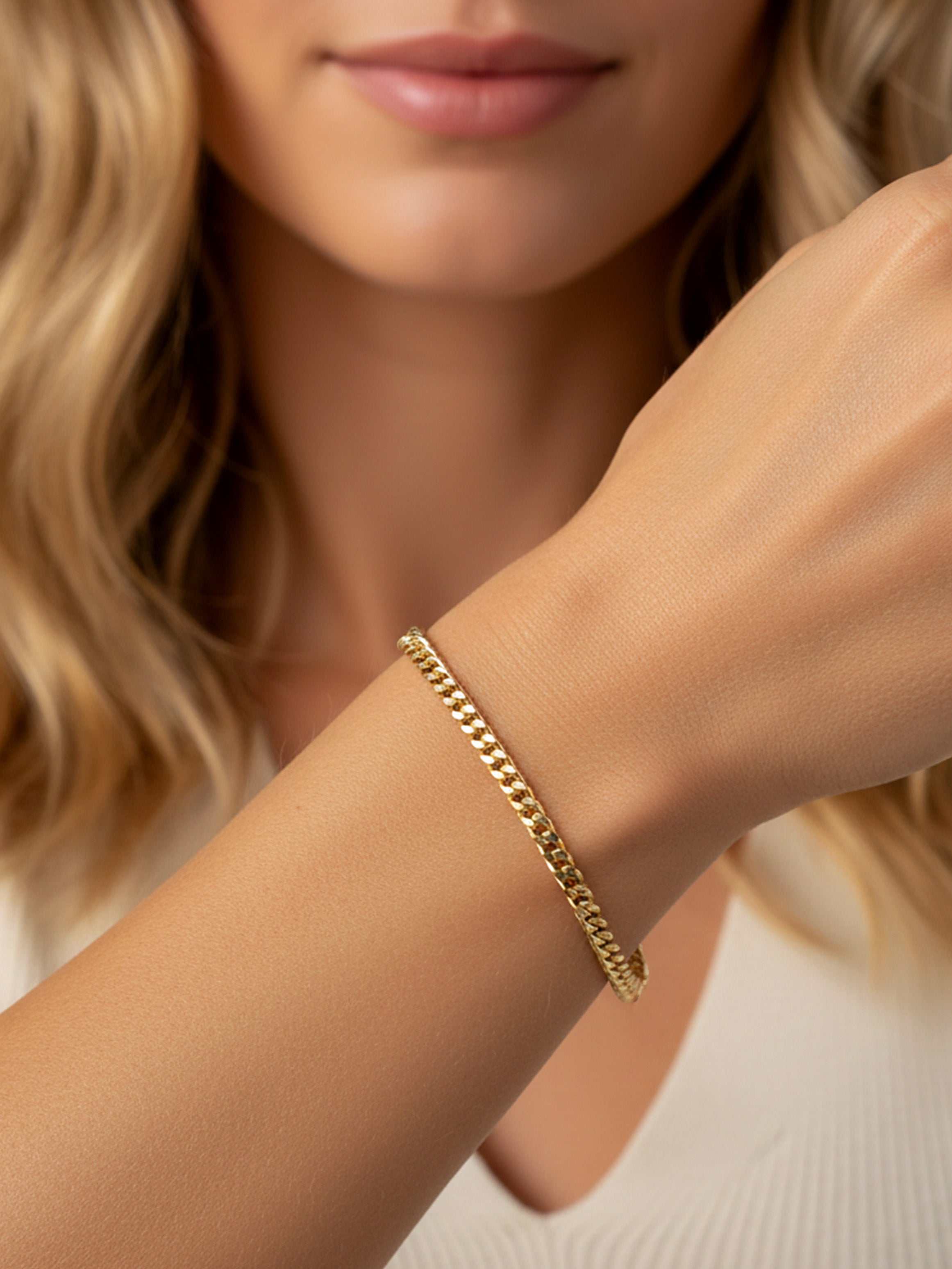 Gold Cuban Curb Chain Bracelet