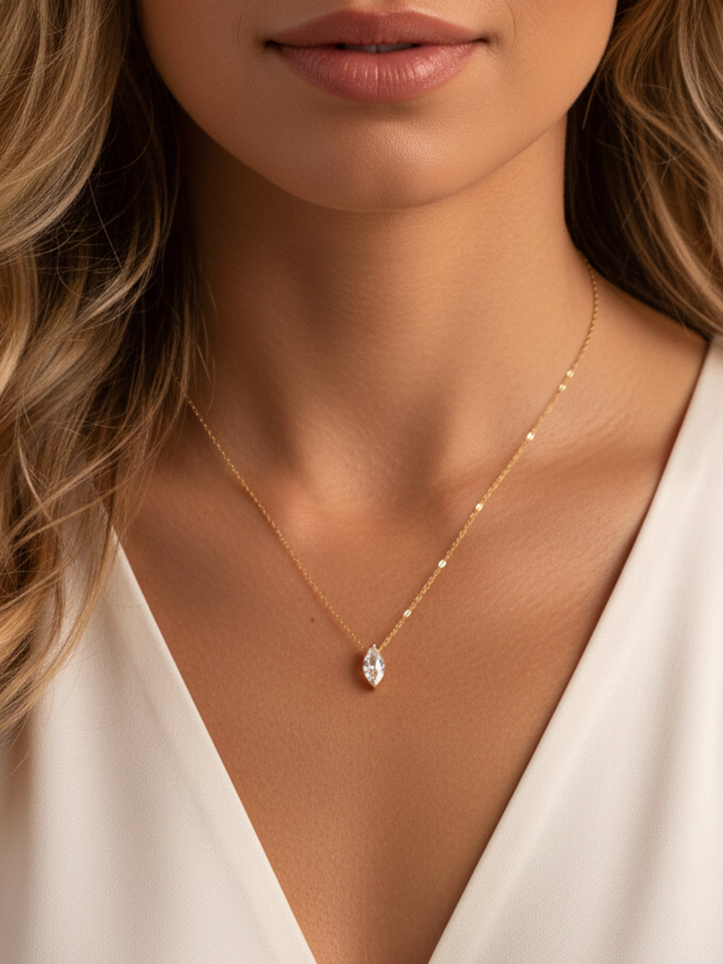 Dainty Marquise Stone Necklace