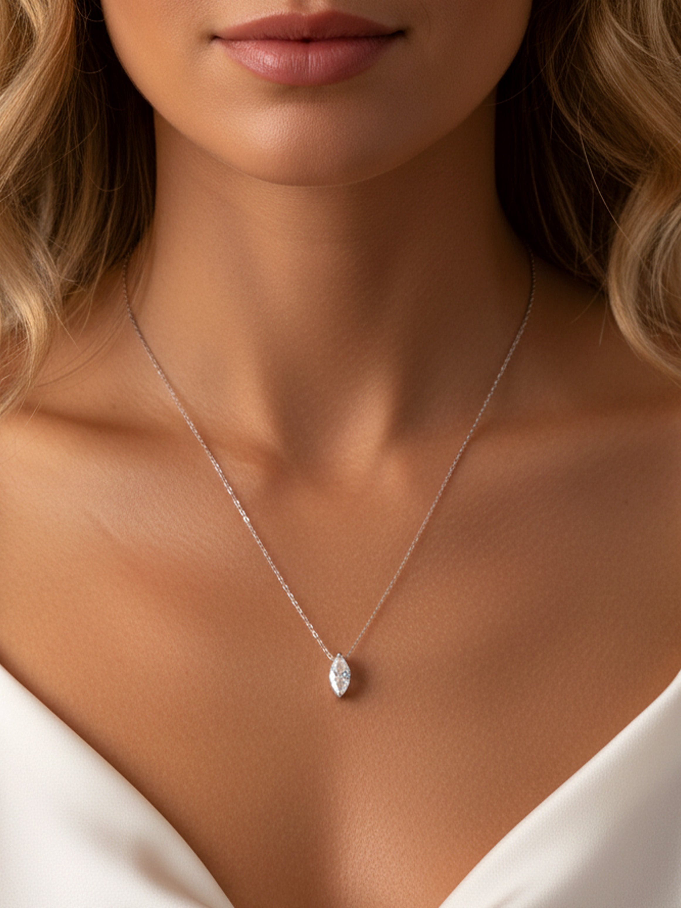 Dainty Marquise Stone Necklace