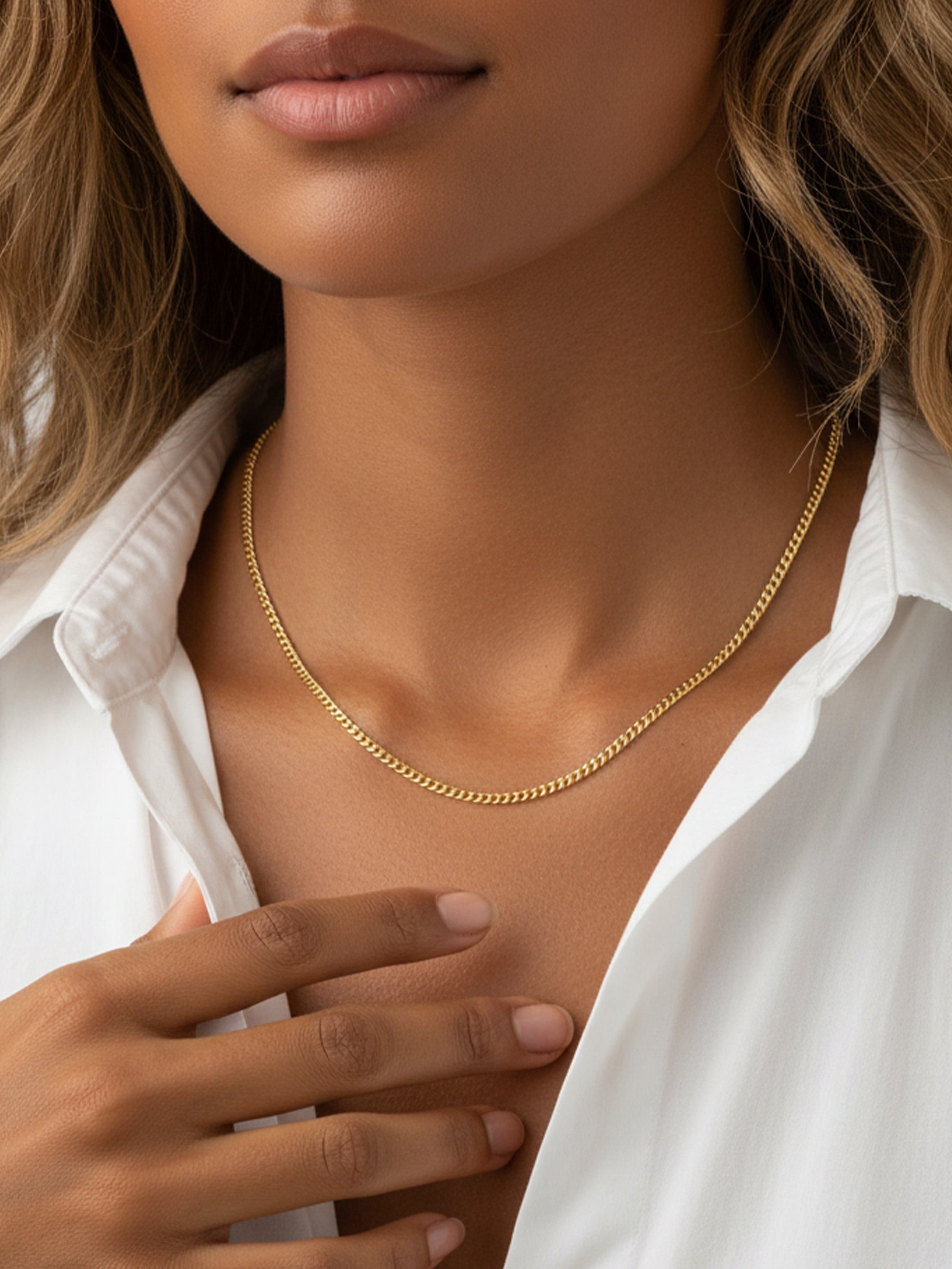 1mm Thin Curb Chain Necklace - Unisex