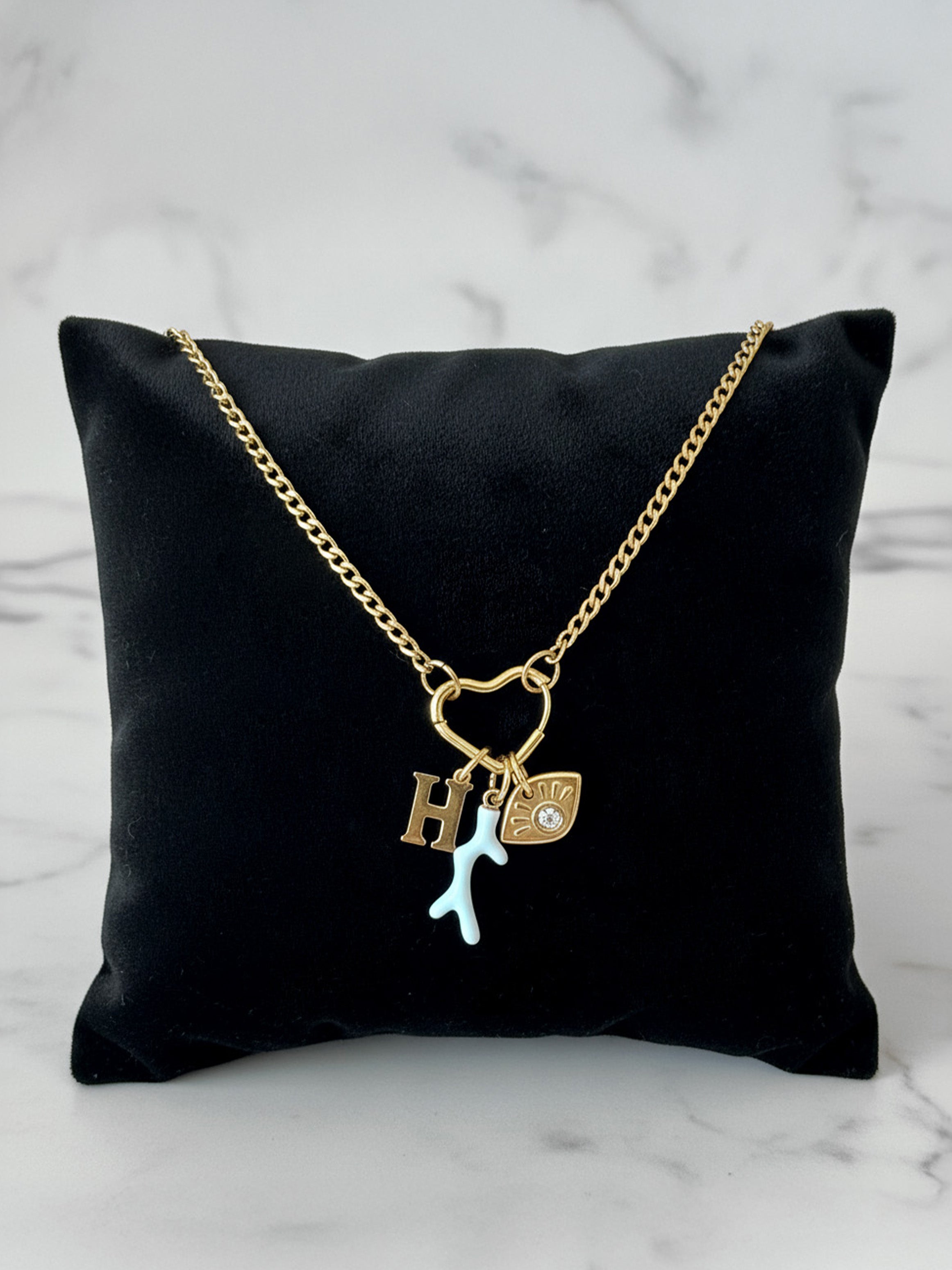 Dainty Curb Chain Necklace For Charms (Heart Clasp)