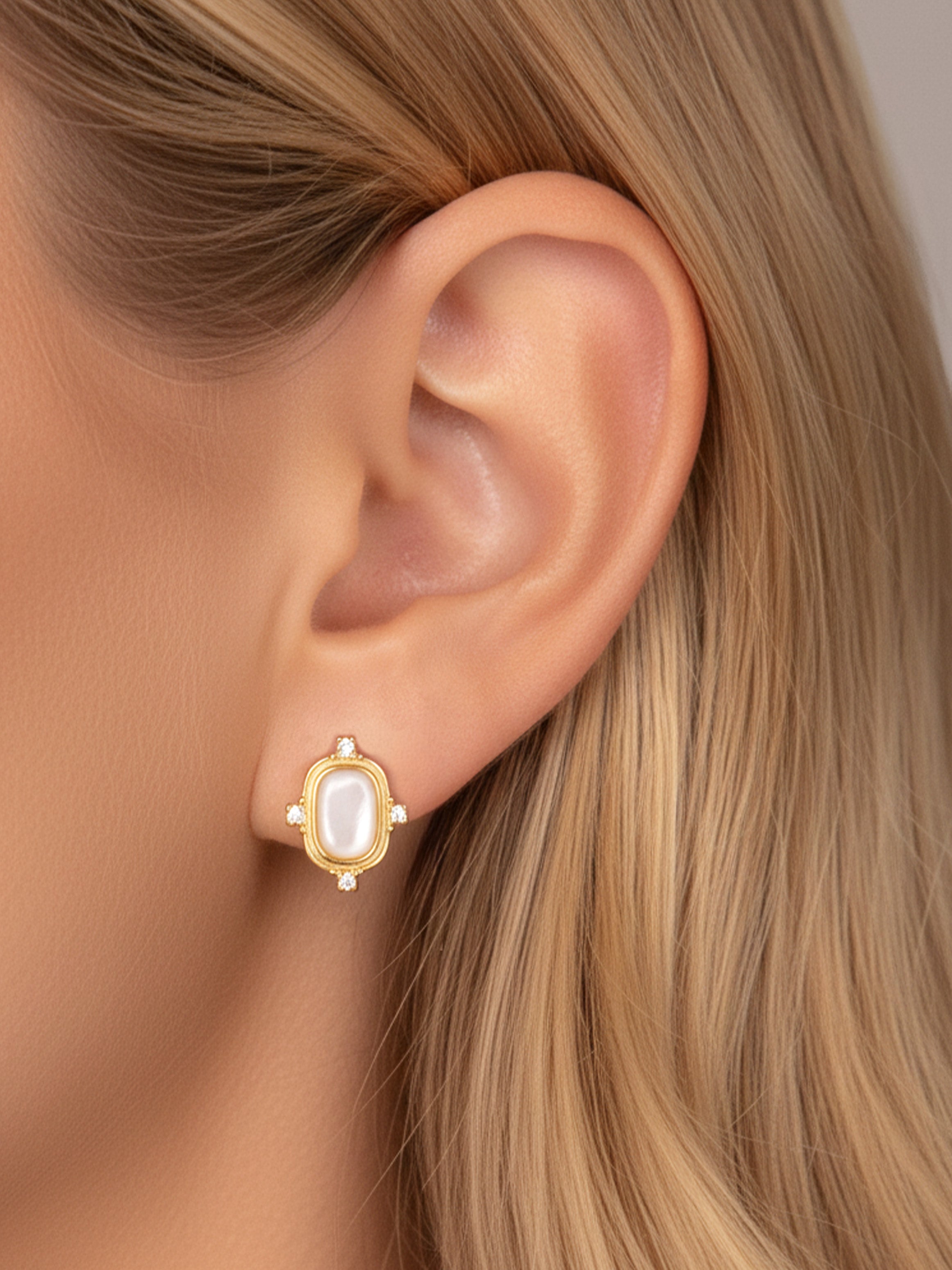 White Heirloom Stud Earrings