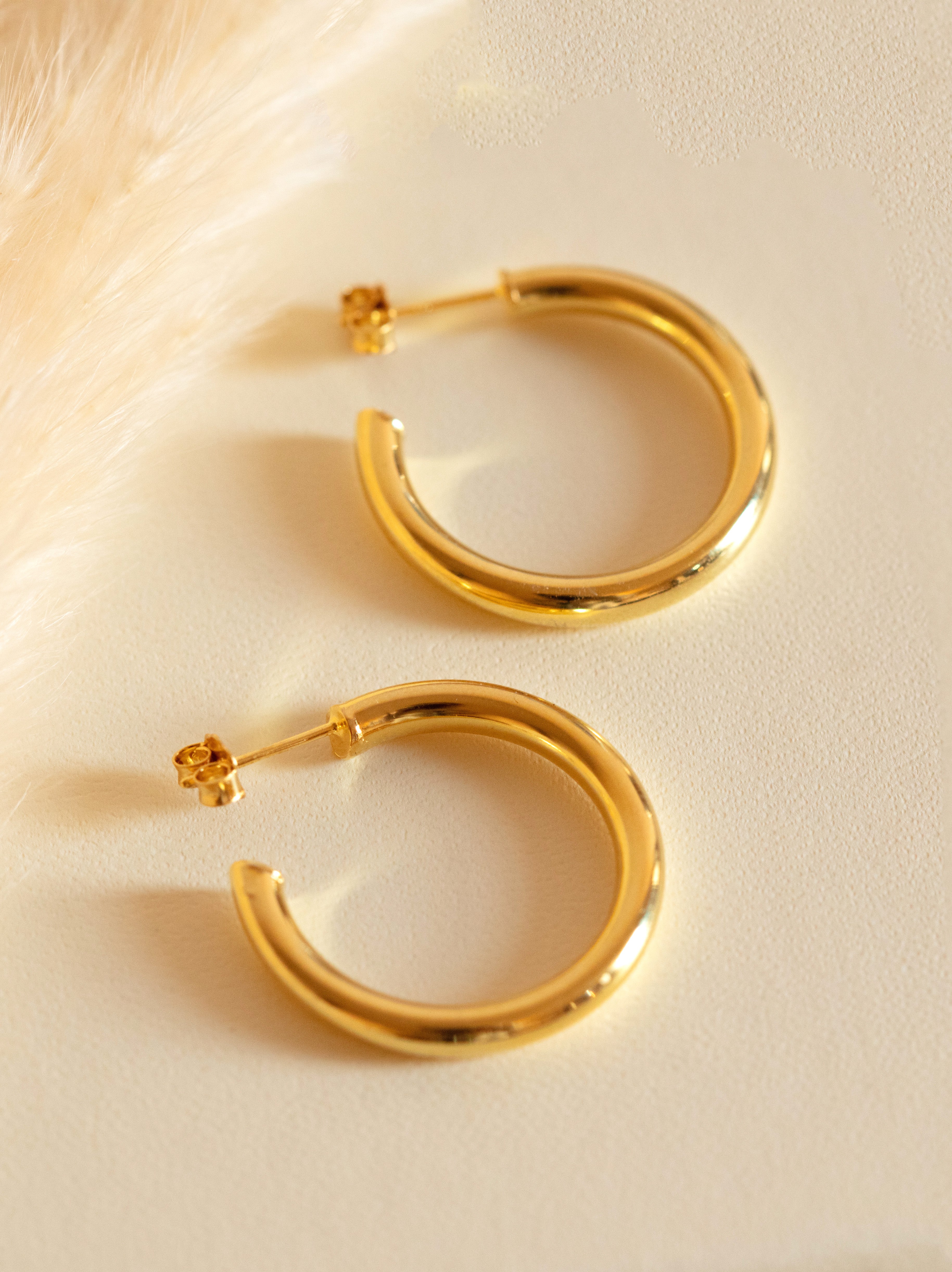 Gold Large Solid Hoop Earrings