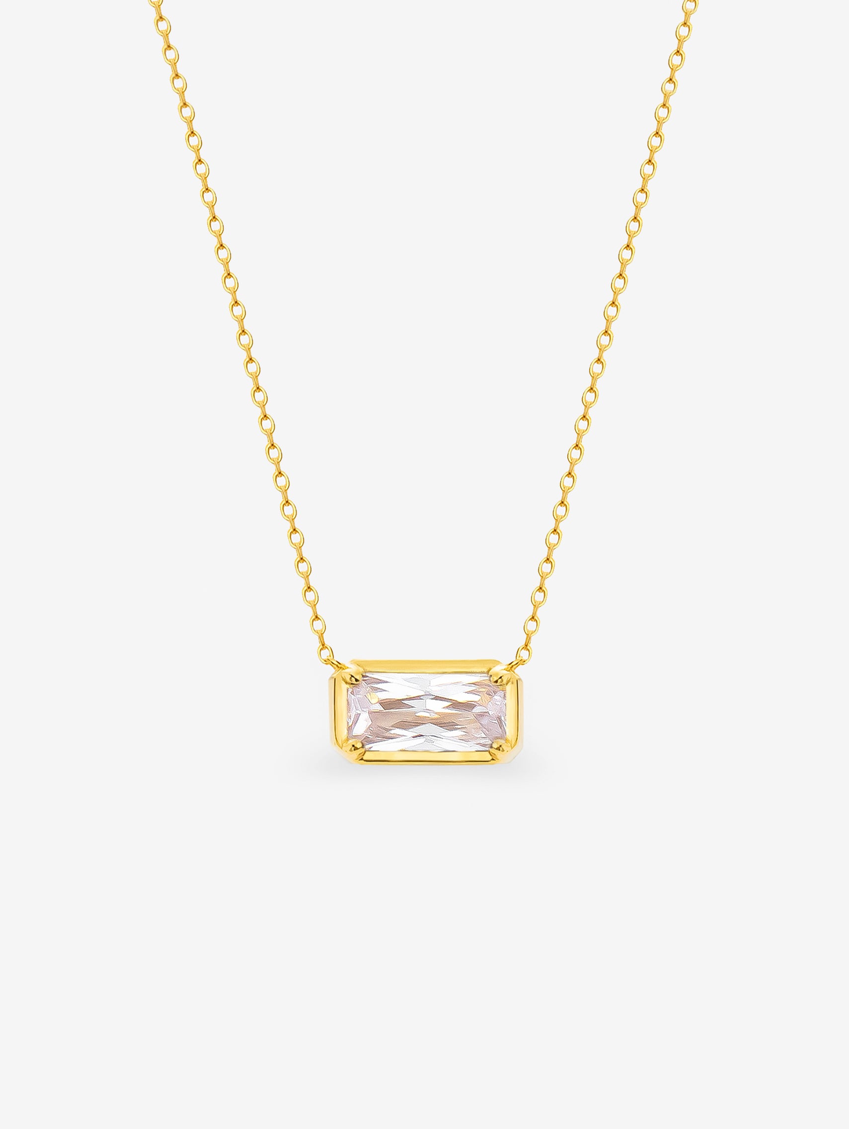 Gold Baguette Stone Necklace