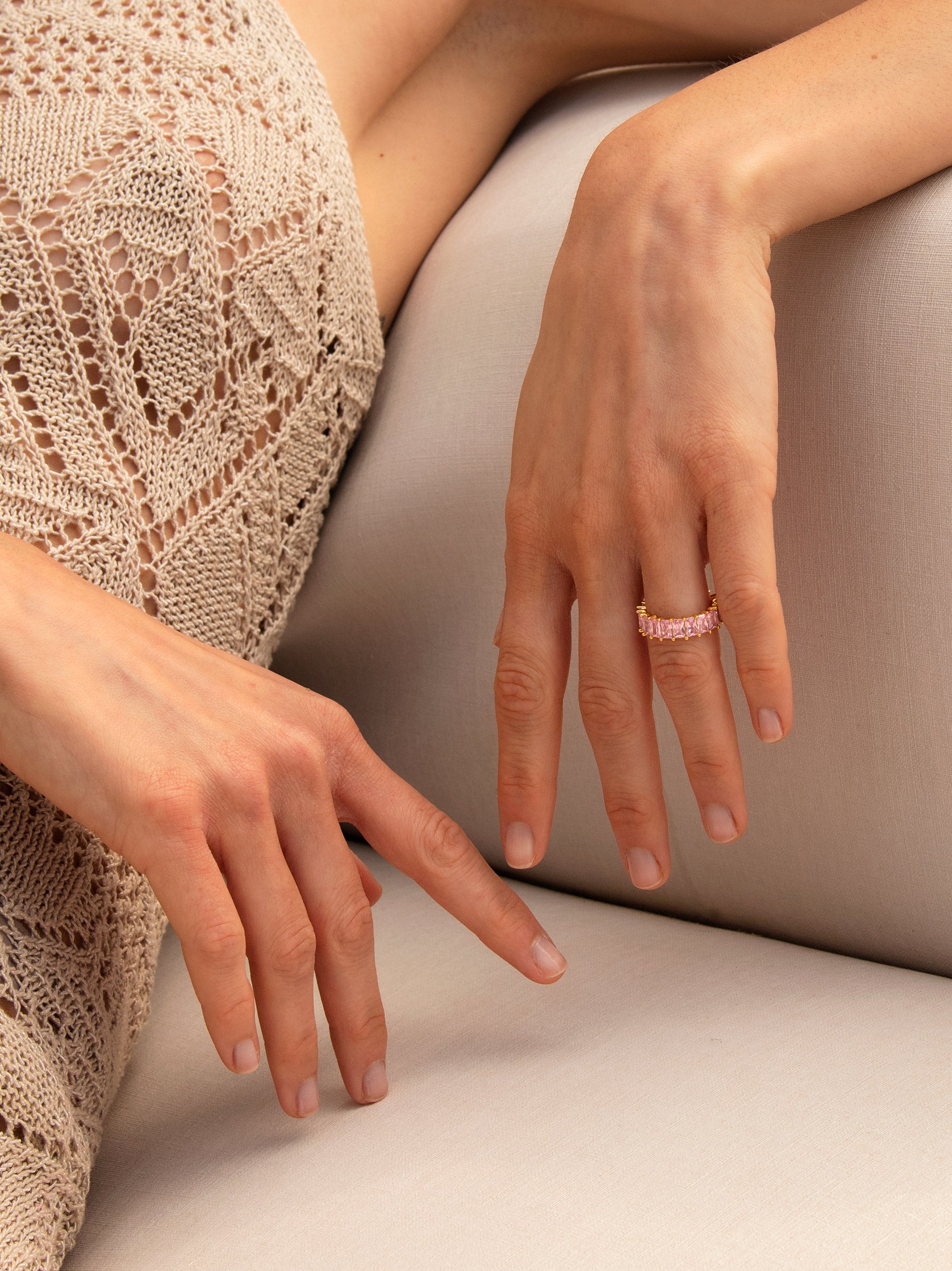 Stacking Ring With Pink Stones