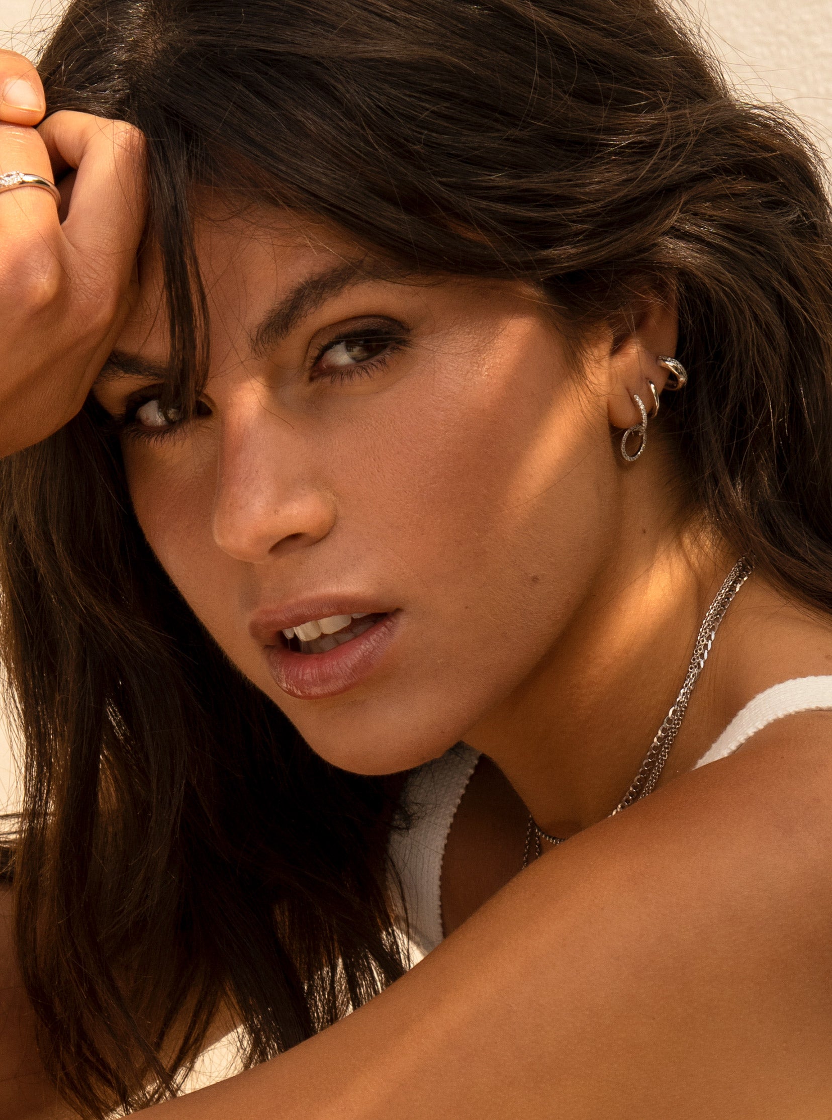 Double Hoop Pavé Earrings With Round Removable Charms