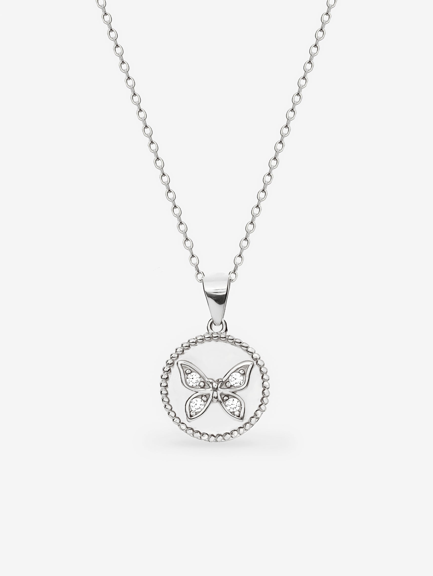 Silver Coin Necklace Butterfly