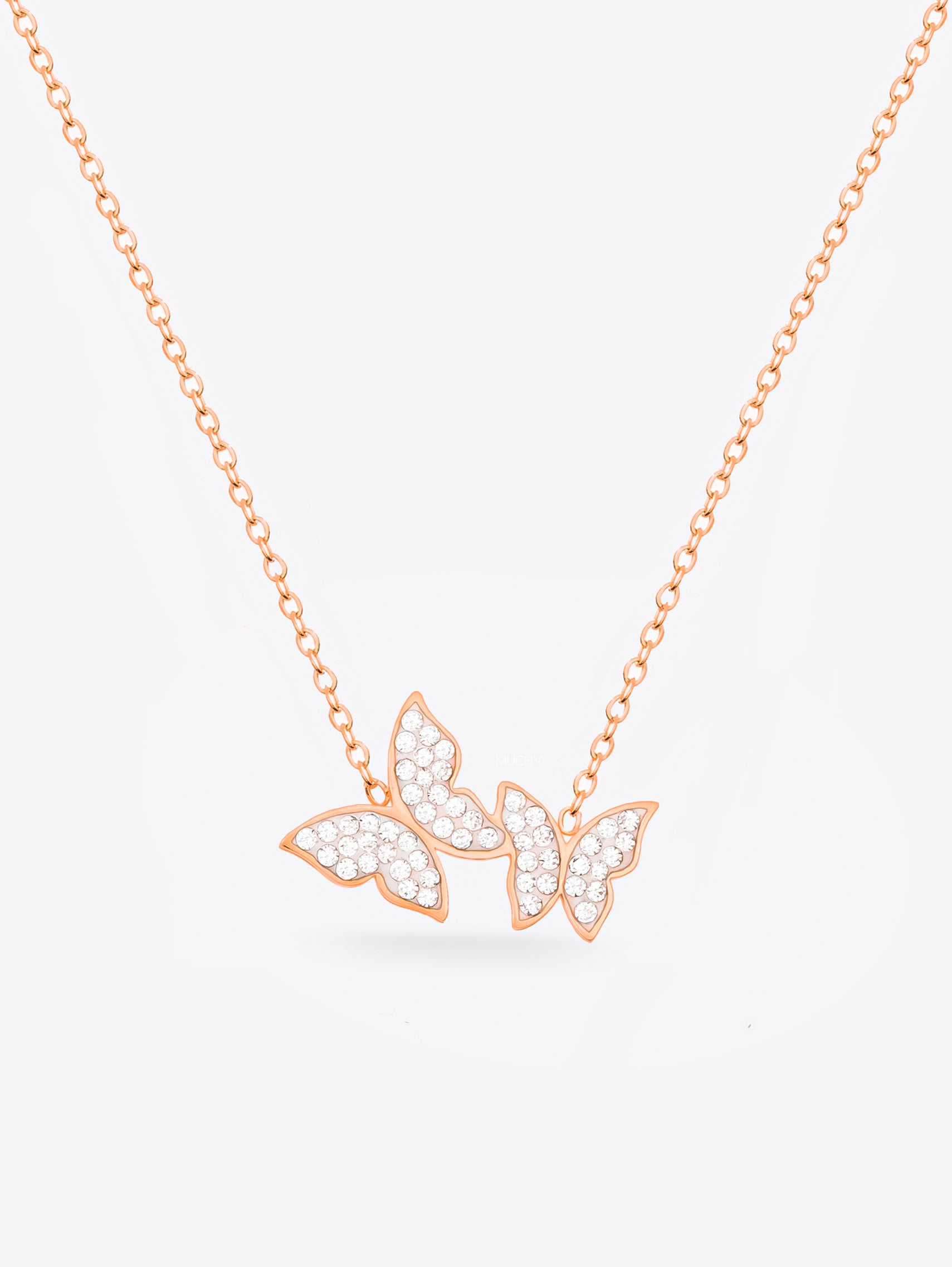 Rose Gold Necklace With Two Butterflies