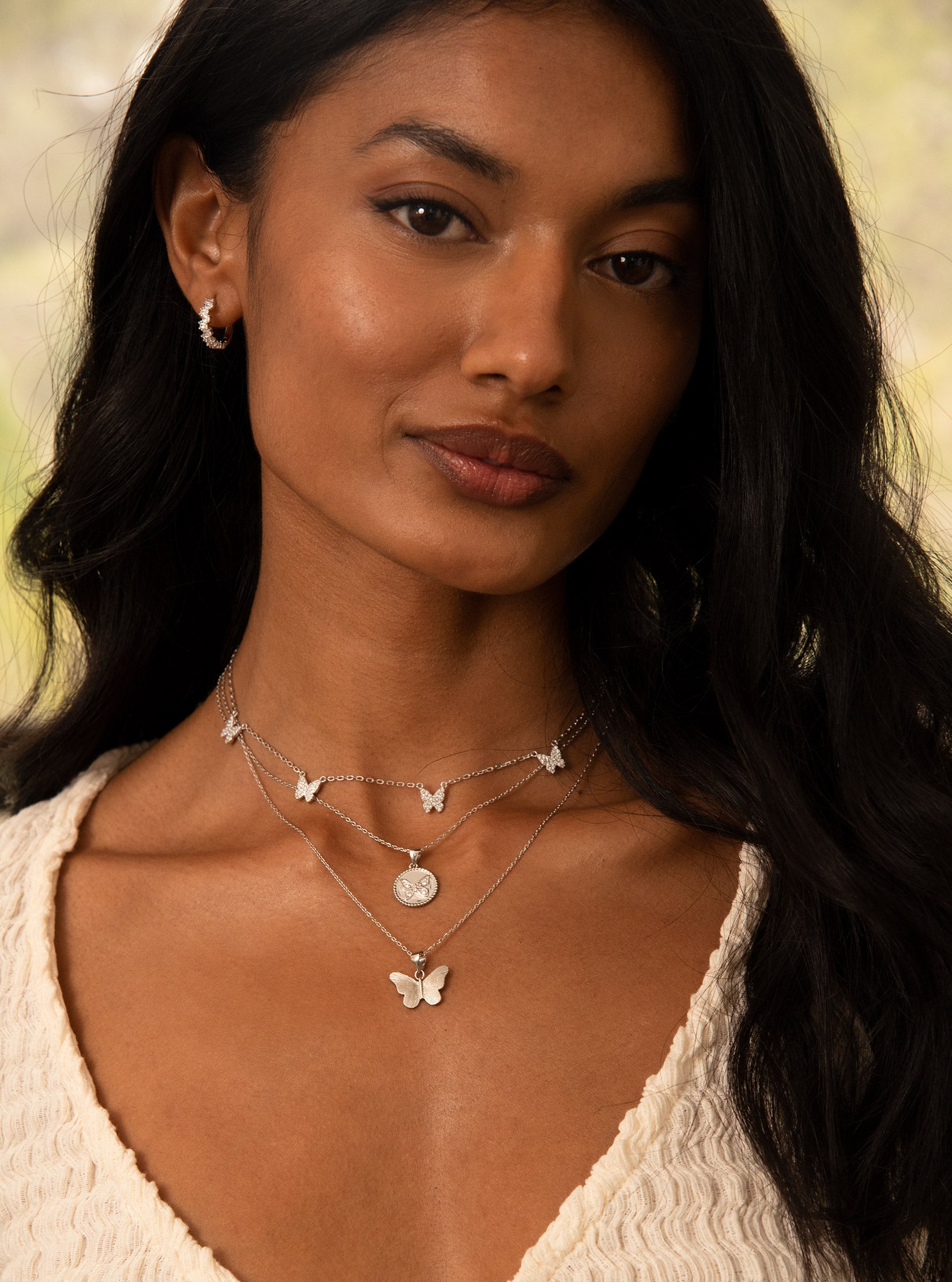 Textured Butterfly Pendant Necklace