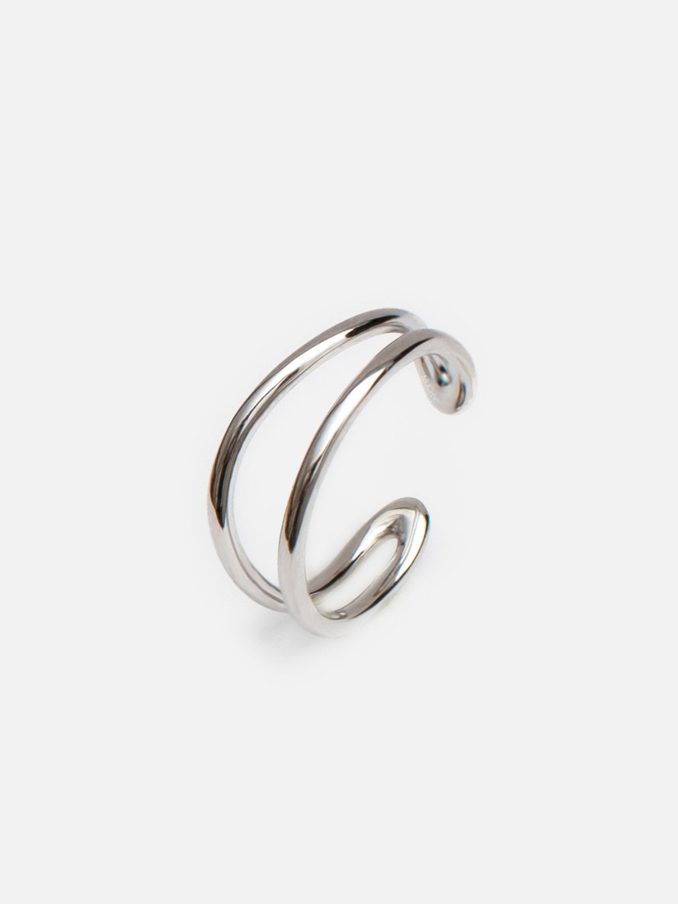 Silver Adjustable Wave Ring (18ct White Gold Plated 925 Sterling Silver) - Muchv Jewellery