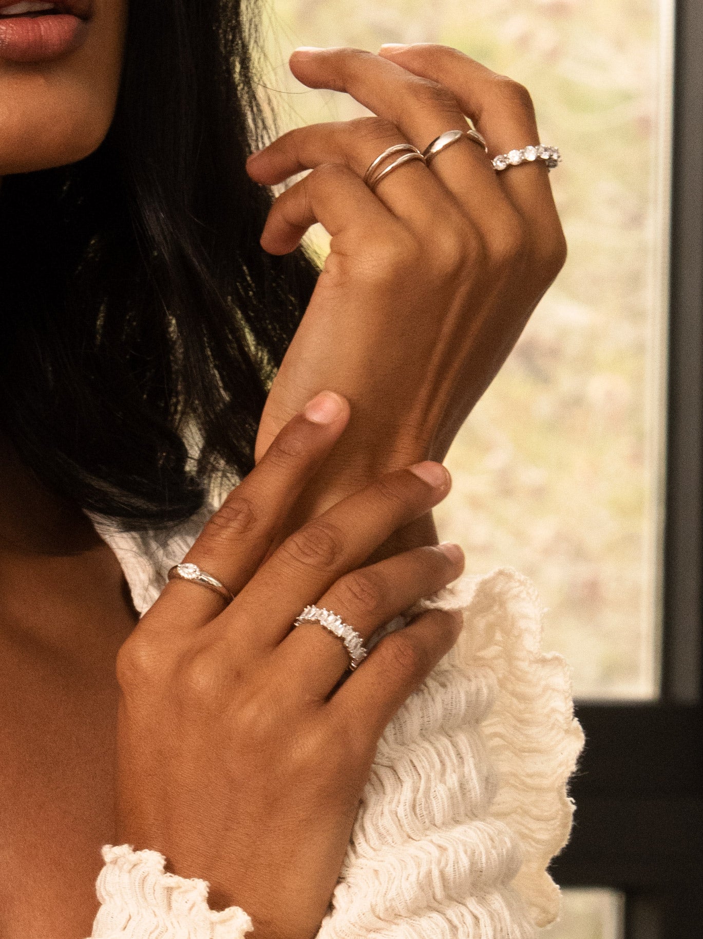 Stacking Ring With Round Cubic Zirconia Stones