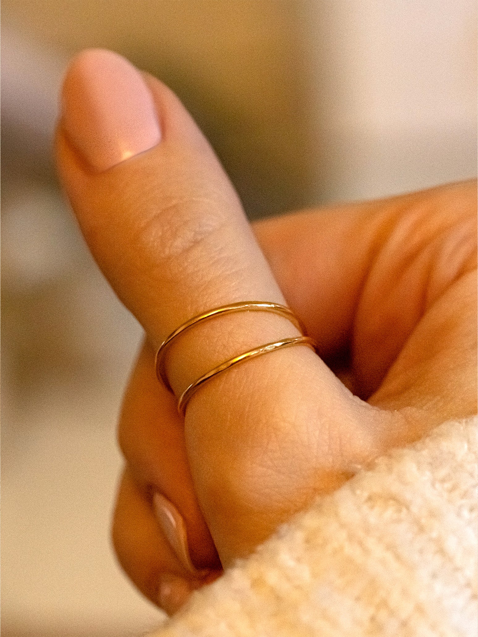 Gold Thin Adjustable Wave Ring - Double Band