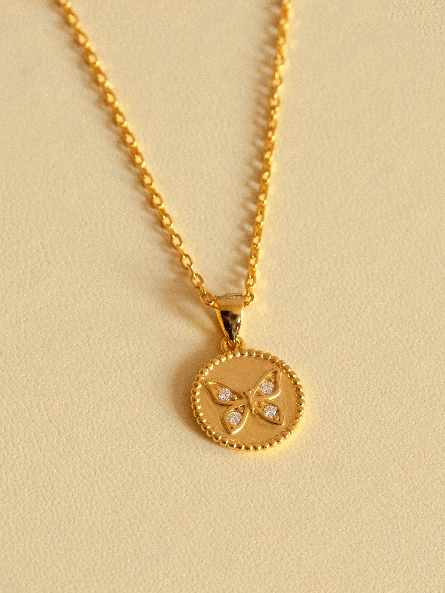 Gold Butterfly Coin Necklace