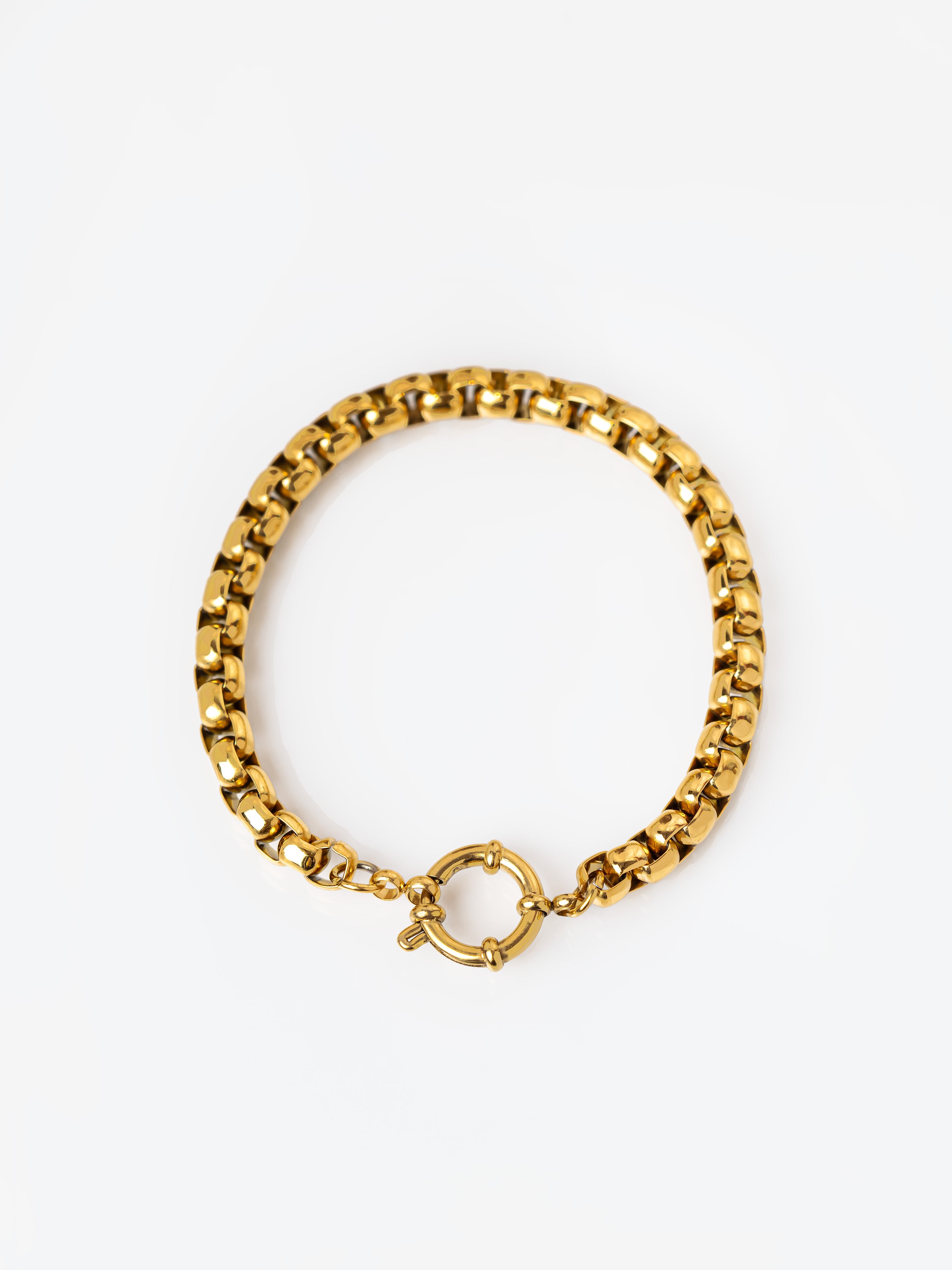 Gold Belcher Box Chain Bracelet For Charms