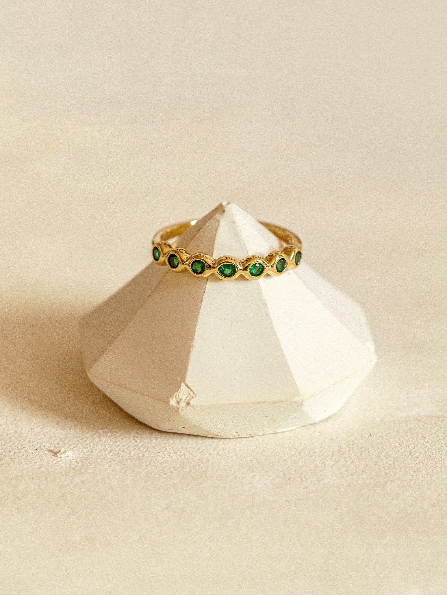 Ring With Emerald Green Stones