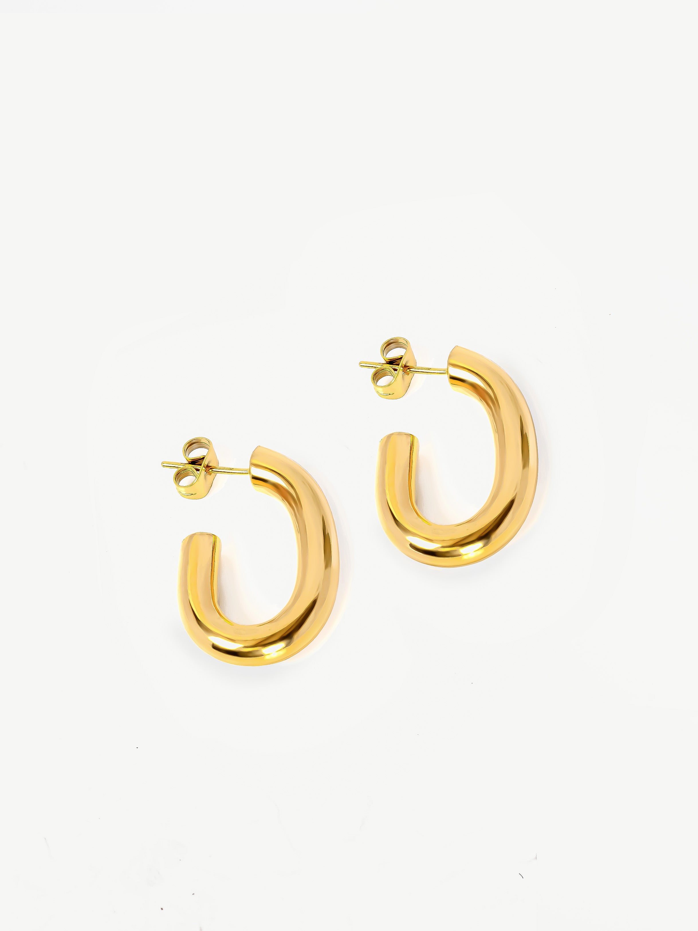 Thick Oval Hoop Earrings