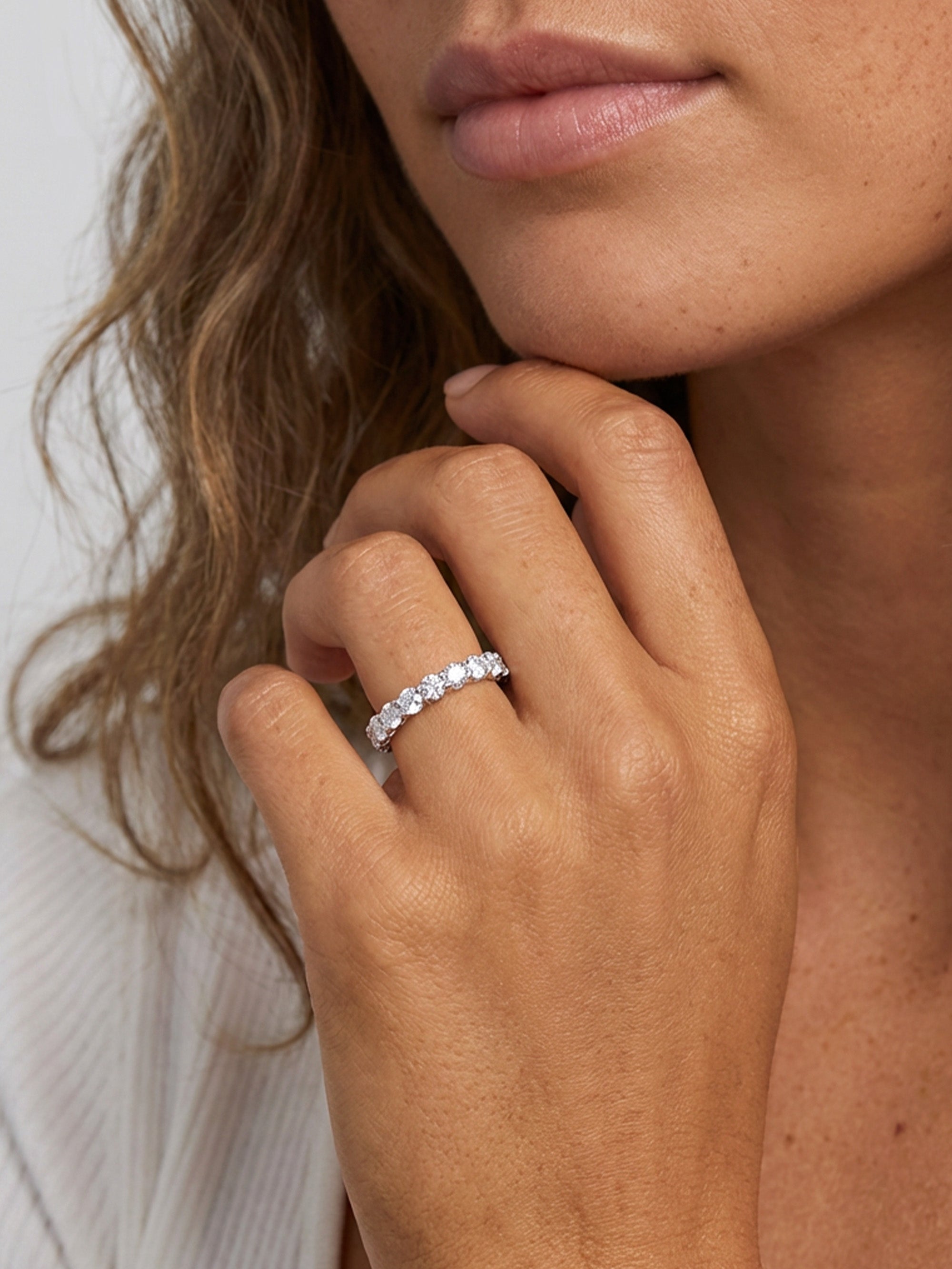 Silver Sparkling Ring For Stacking