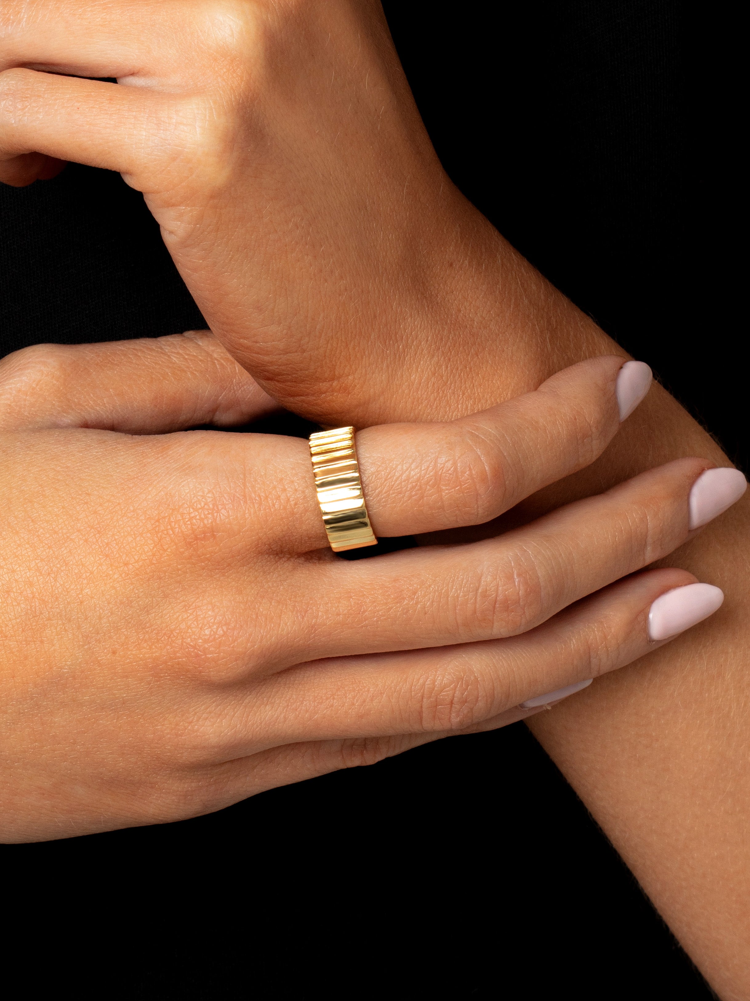 Thick Textured Croissant Ring