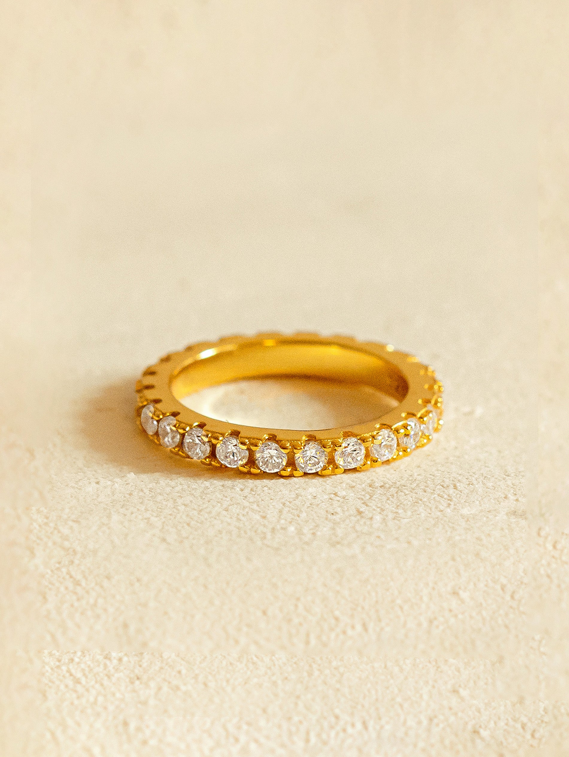 Gold Stacking Eternity Ring With Cubic Zirconia Stones