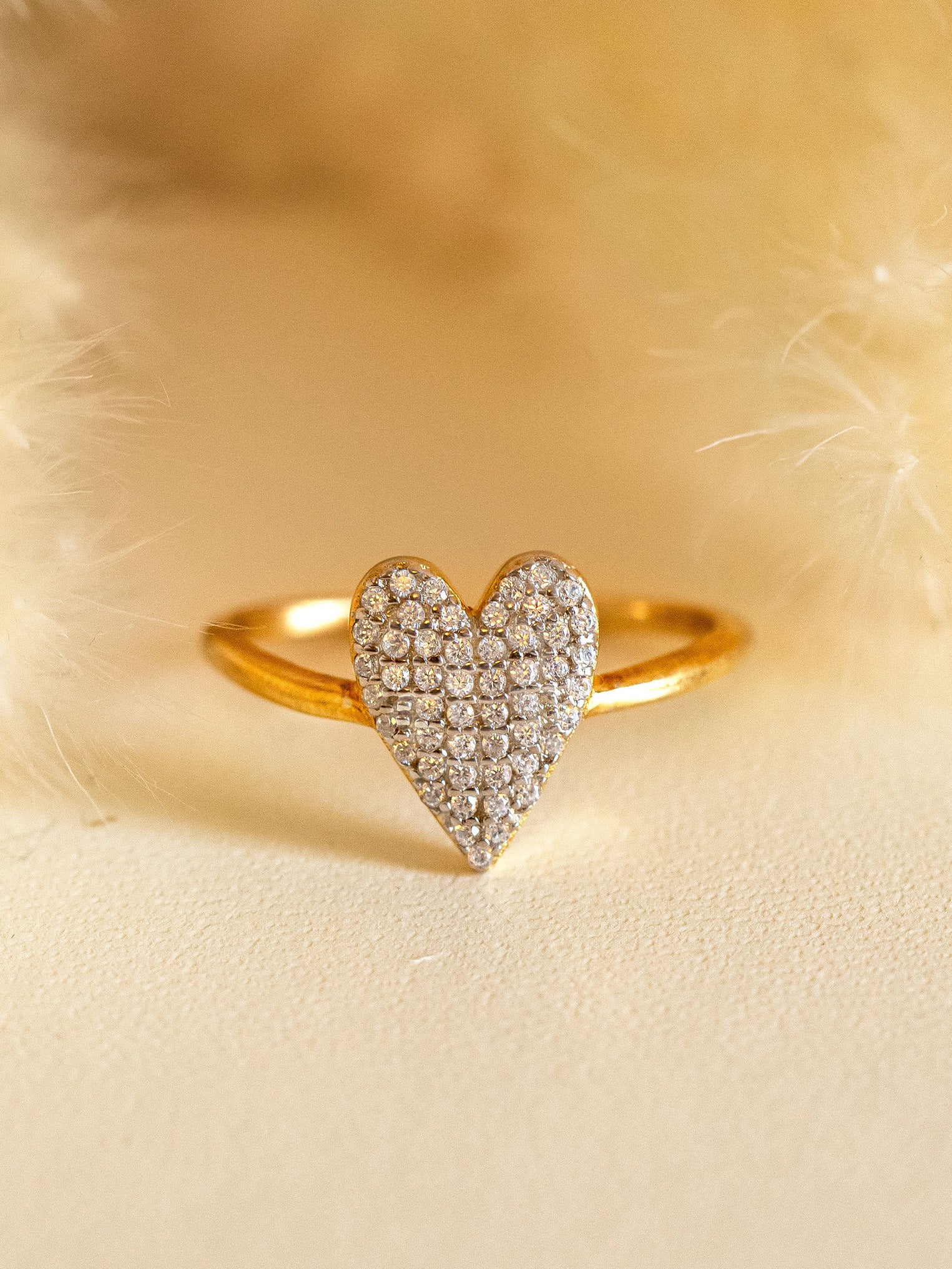 Gold Sparkling Heart Ring - Adjustable