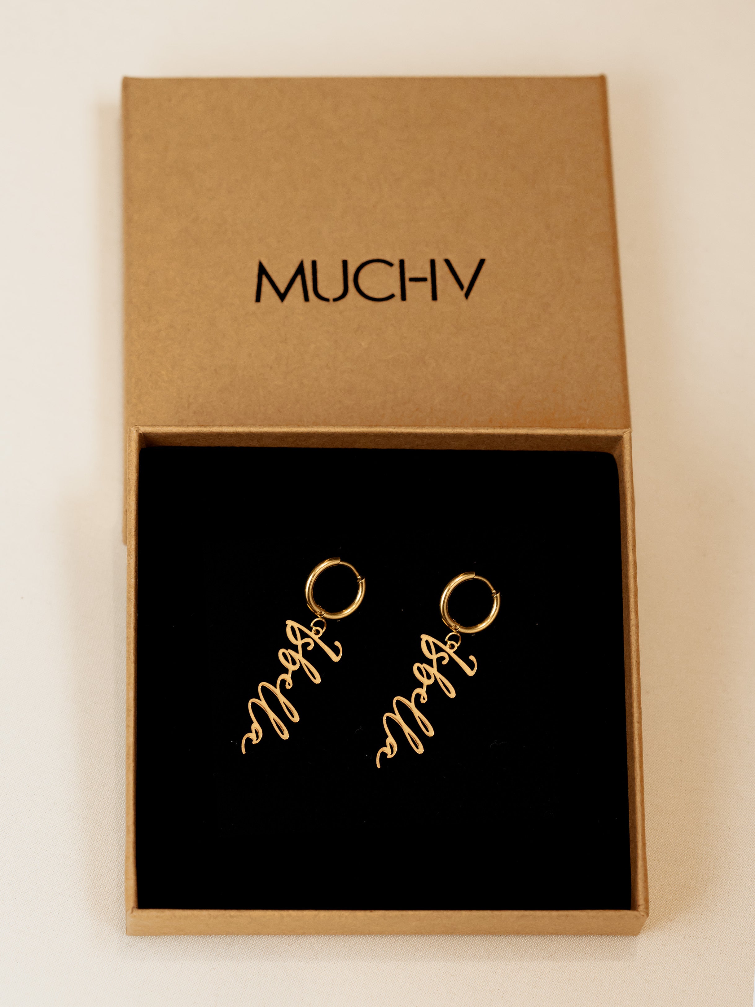 Name Huggie Hoop Earrings - Signature Font