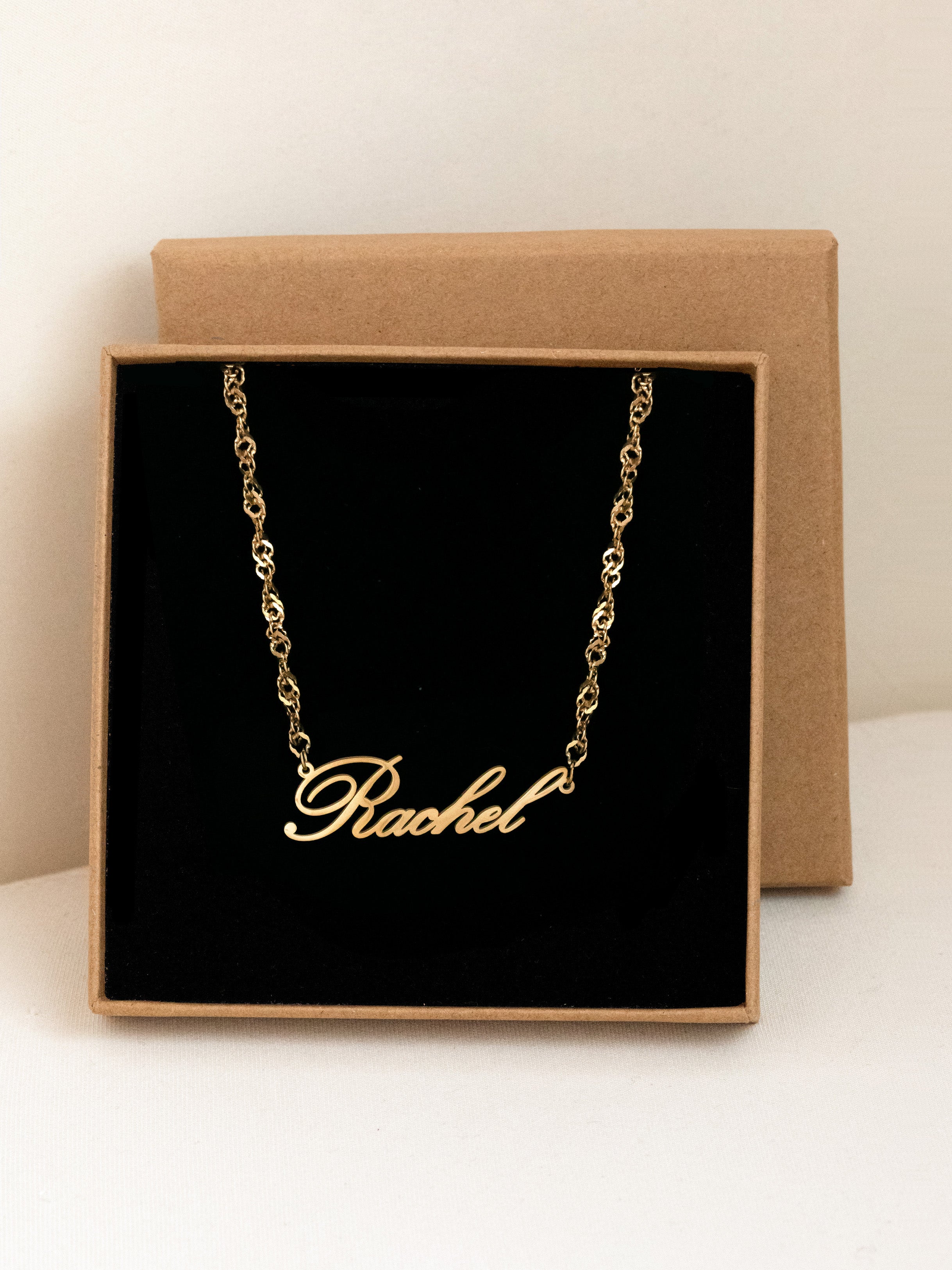 Twisted Chain Name Necklace - Cursive Font