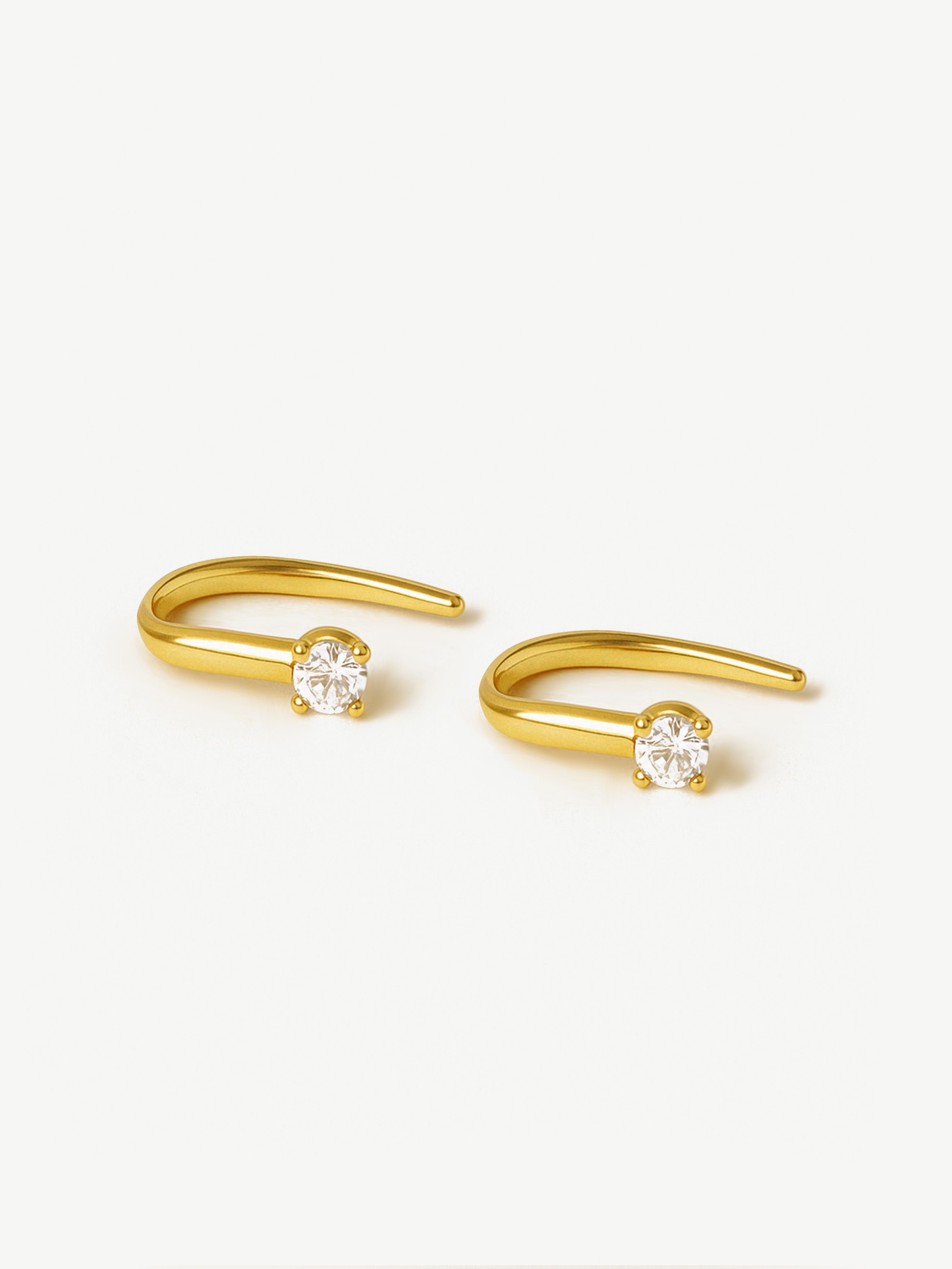 Open Threader Hoop Earrings With Tiny CZ Stone