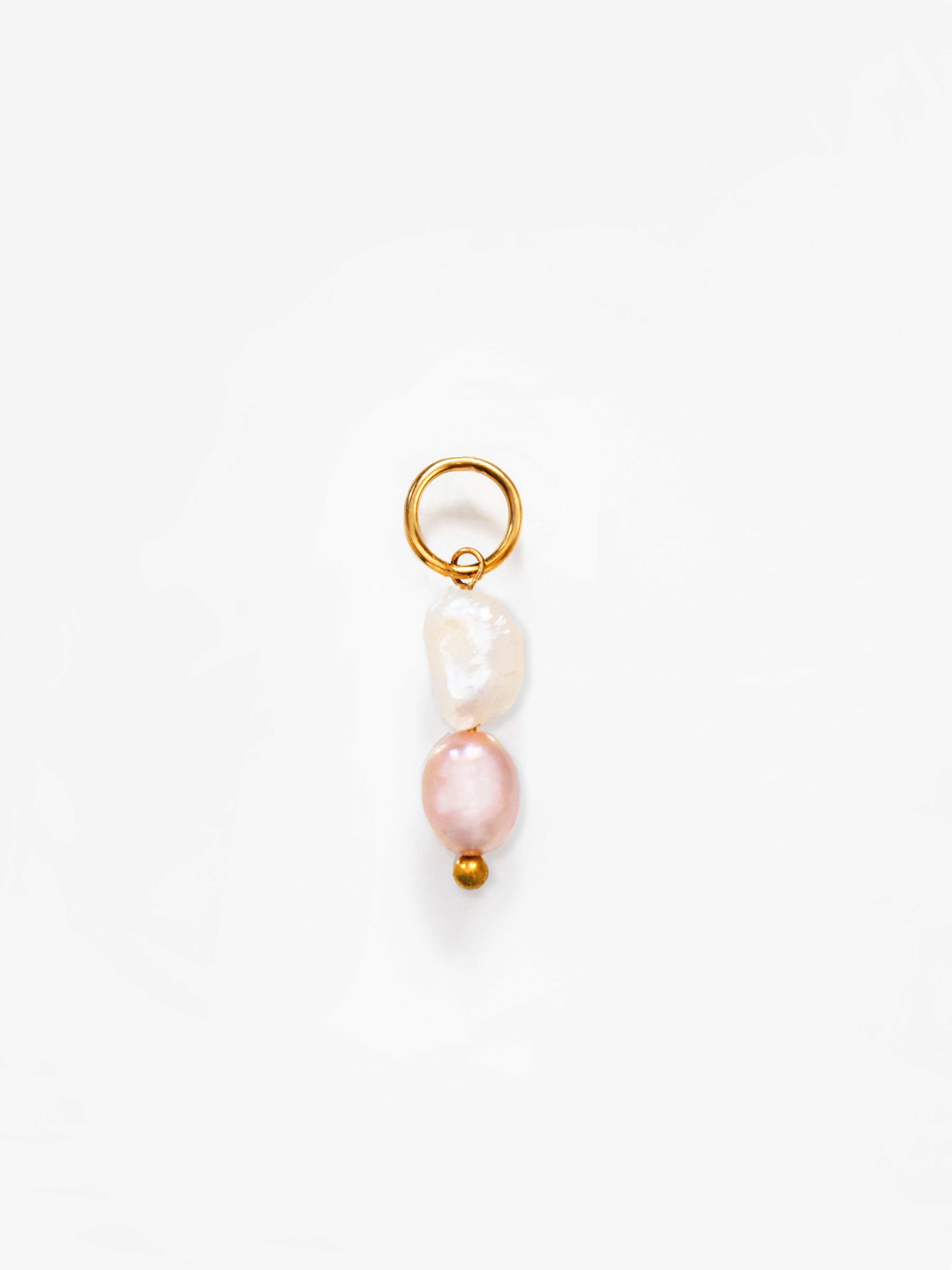 Gold Pastel Pink And White Pearl Pendant / Charm