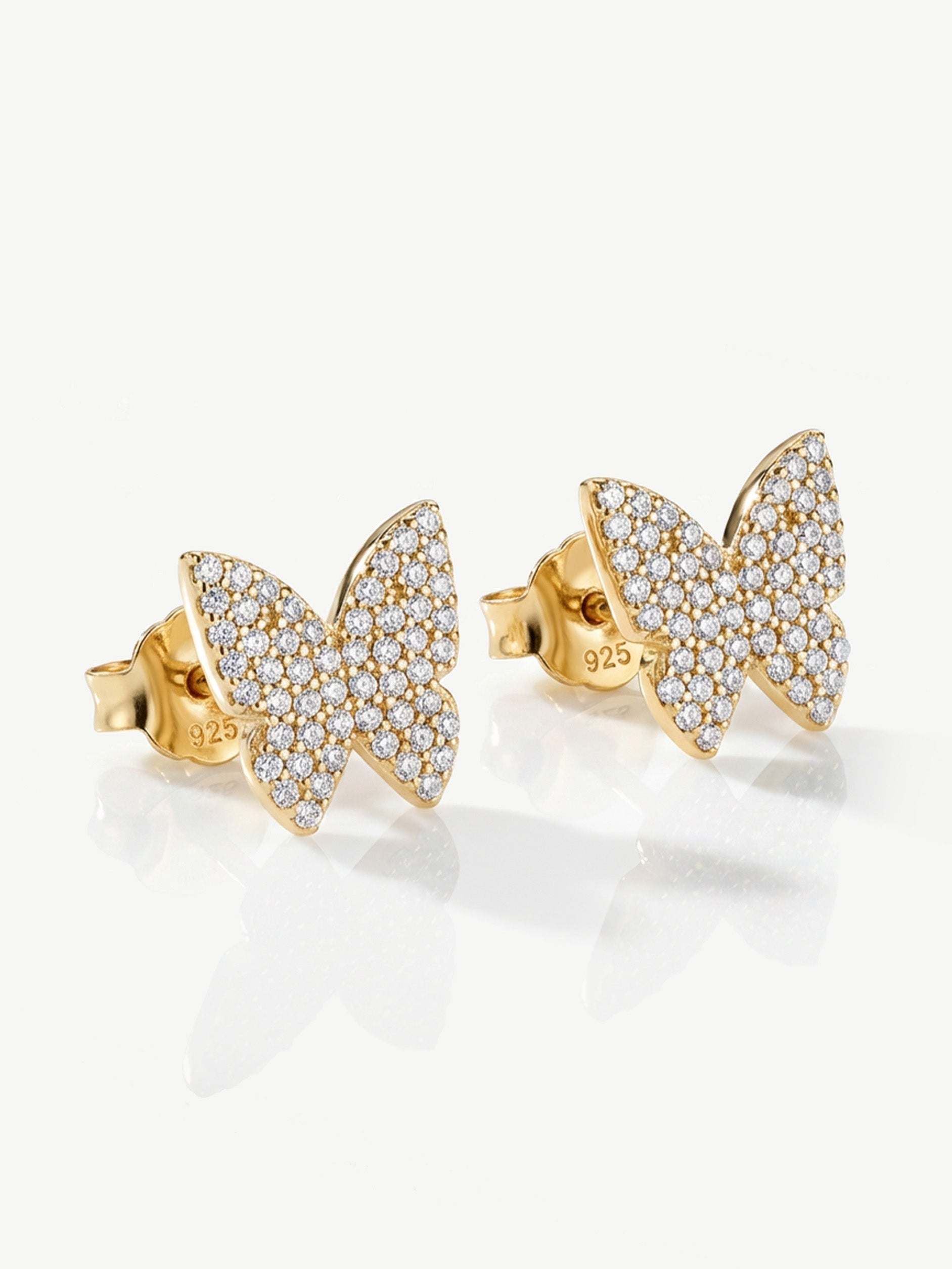 Large Pave Butterfly Stud Earrings