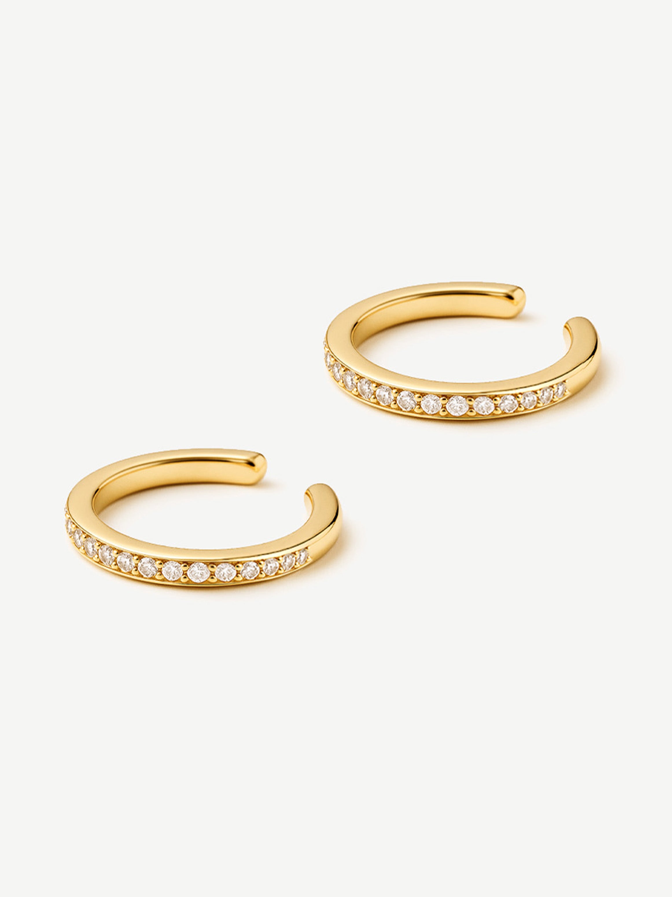 Gold Thin Ear Cuffs With Stones - Pair