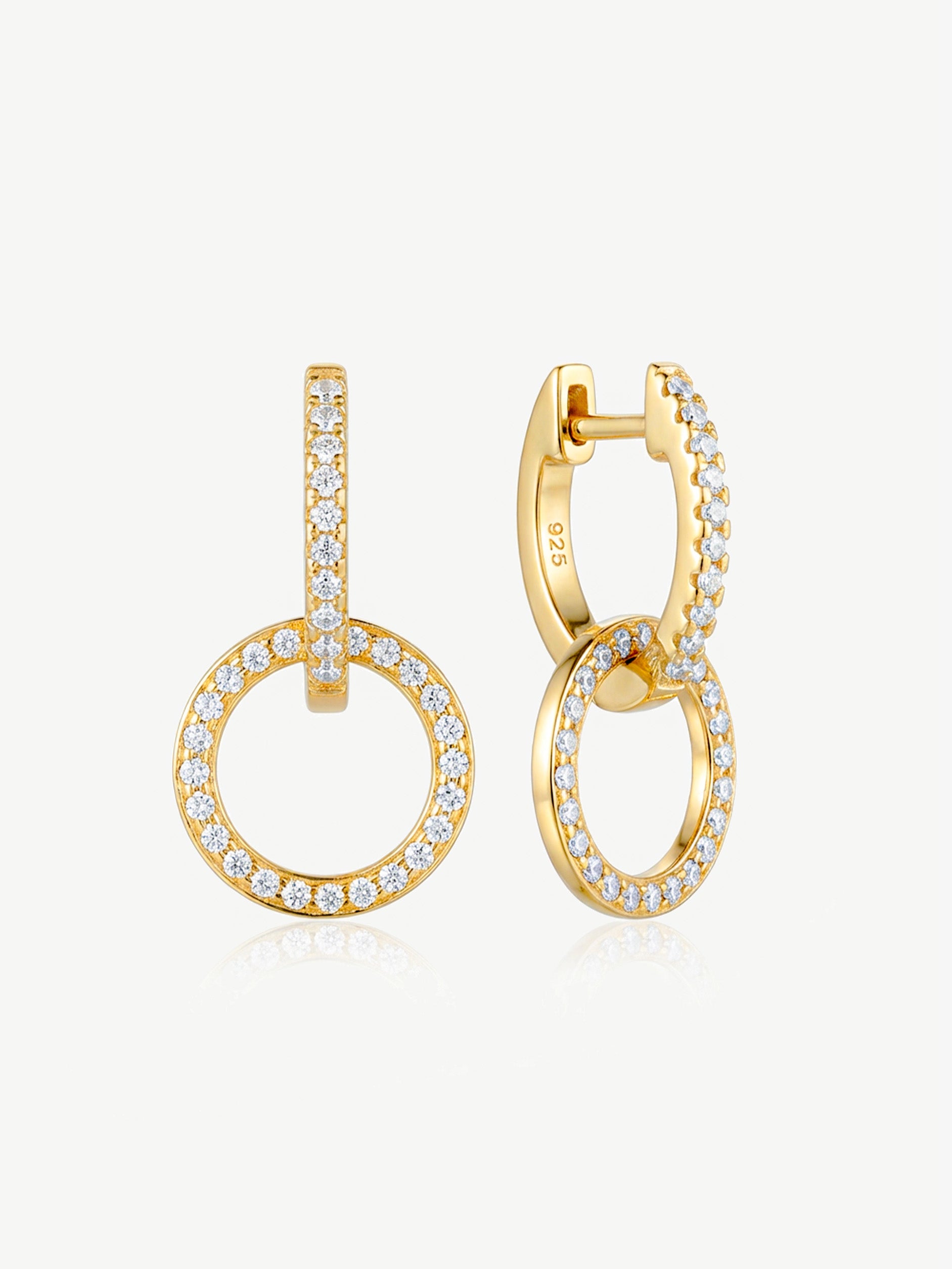 Double Hoop Pavé Earrings With Round Removable Charms