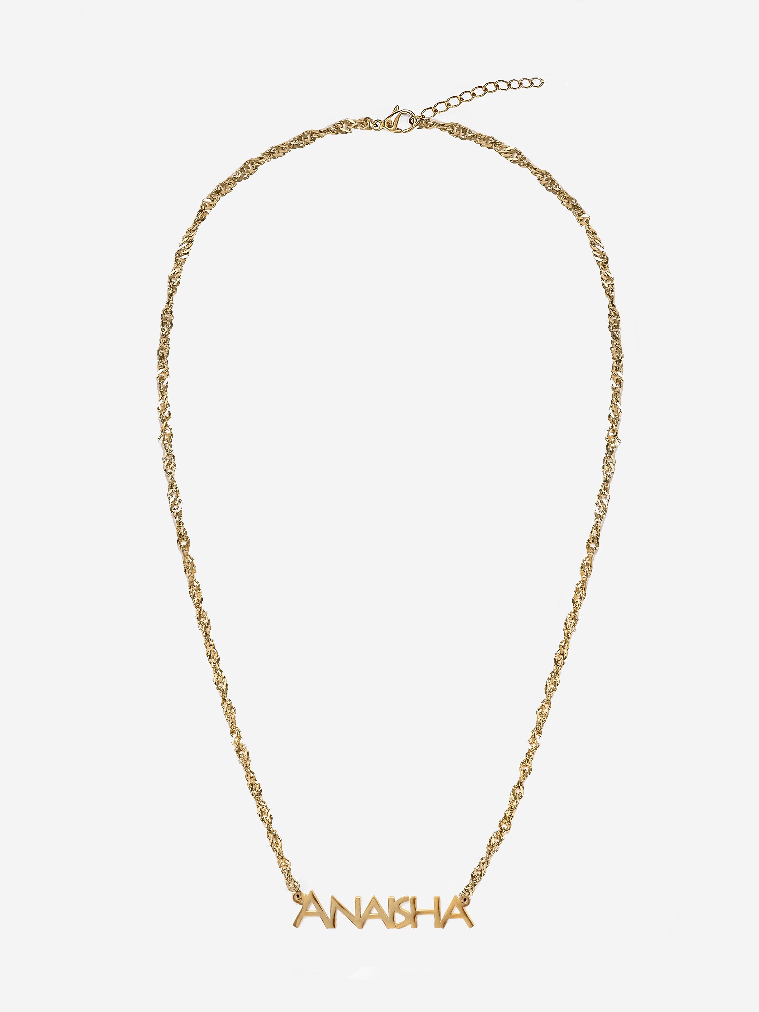 Twisted Chain Name Necklace - Minimalist Font