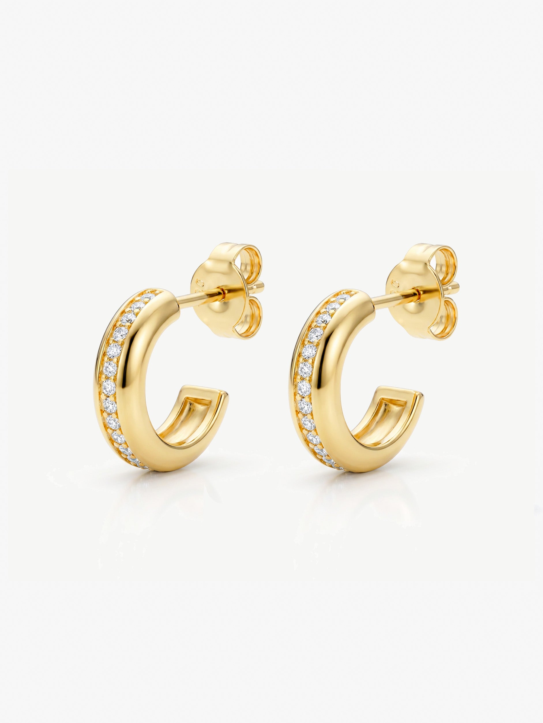 Thick Huggie Hoop Earrings With Tiny Stones