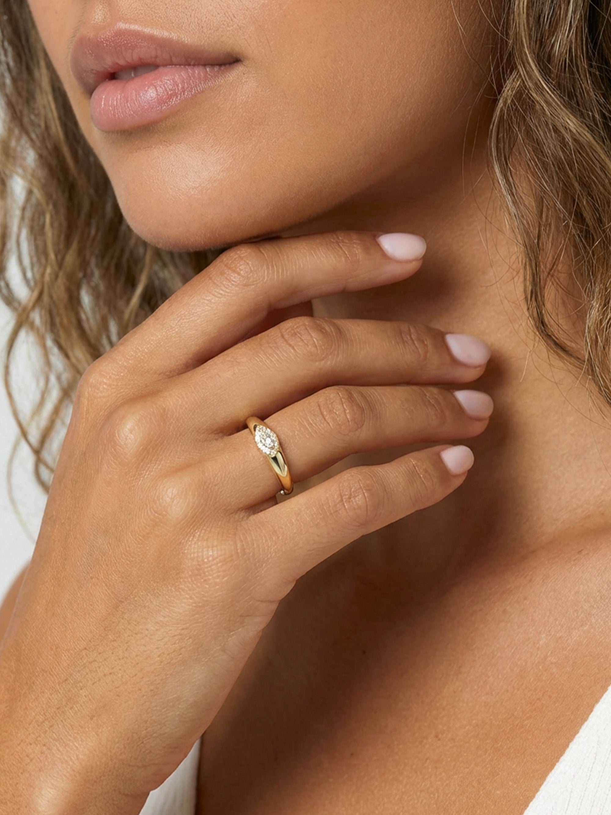 Oval Signet Ring With Evil Eye