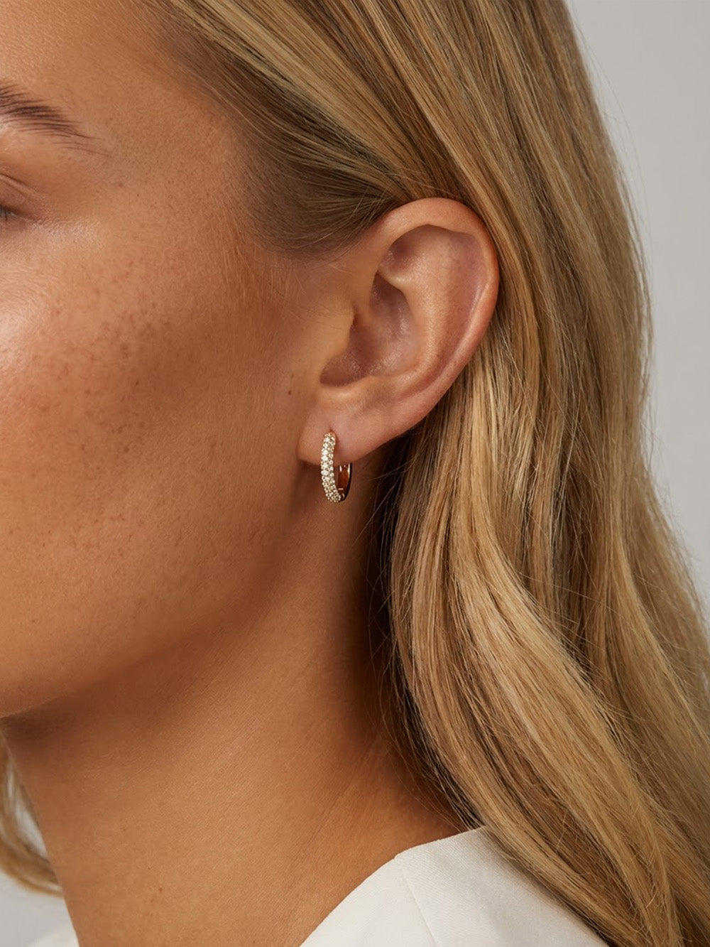 Small Hoop Earrings with Sparkling Pave Stones