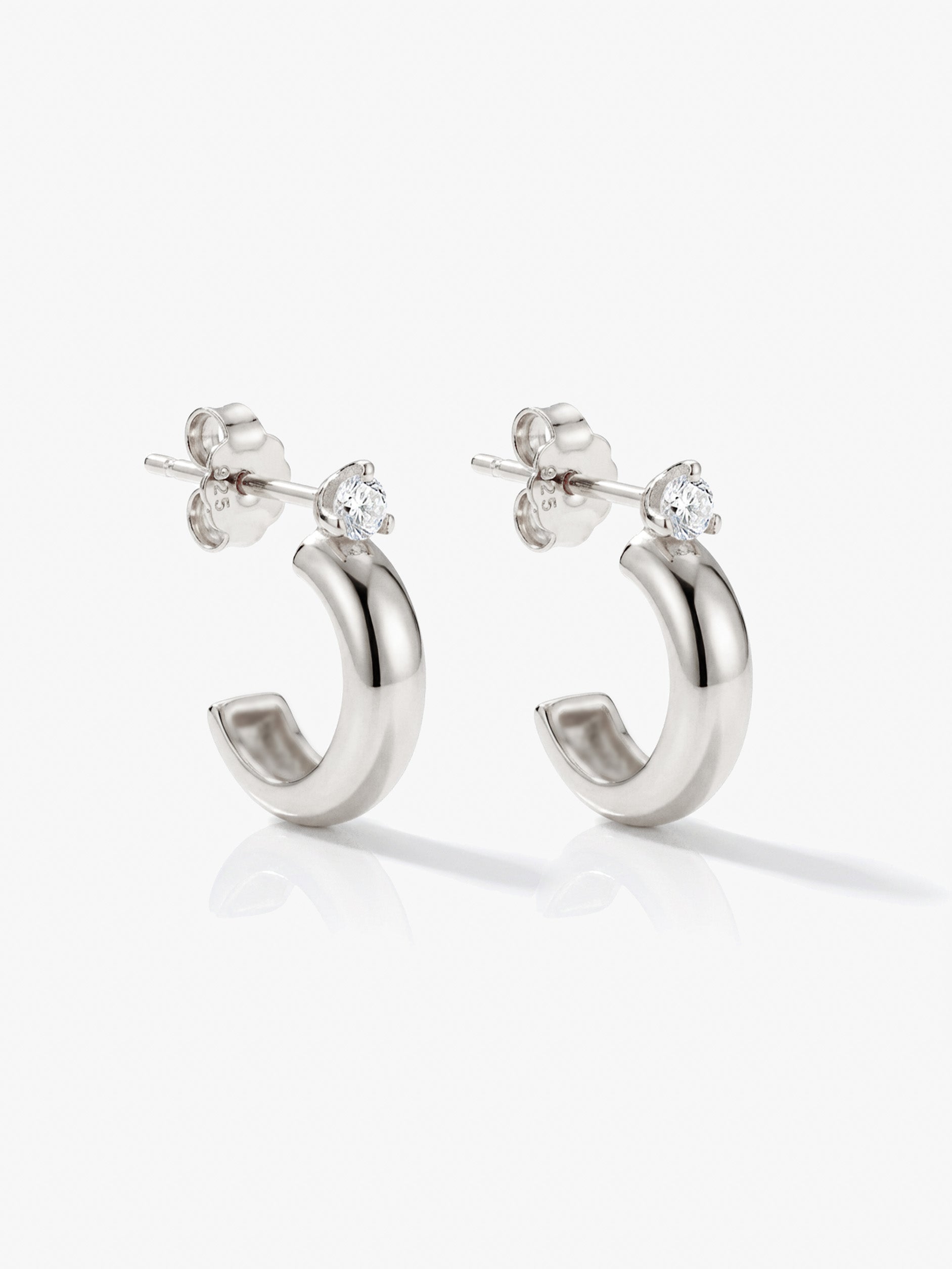 Huggie Hoop Stud Earrings With Sparkling Stone