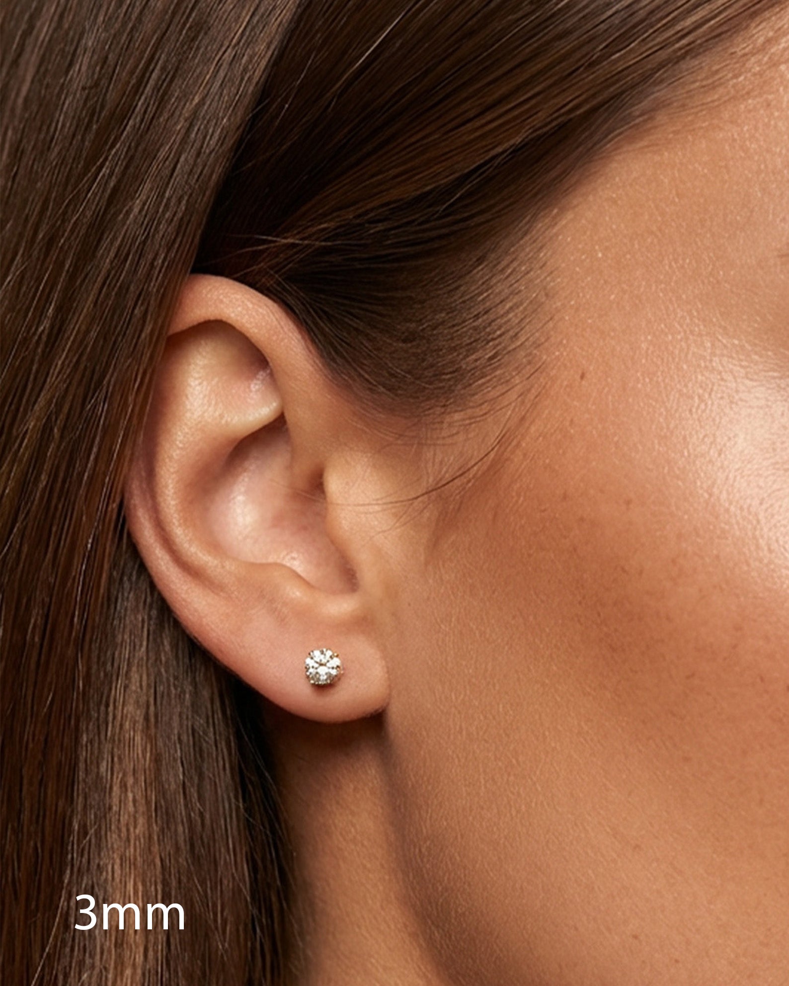 3, 4 or 5mm Solitaire Round Stone Earrings - Screw Back