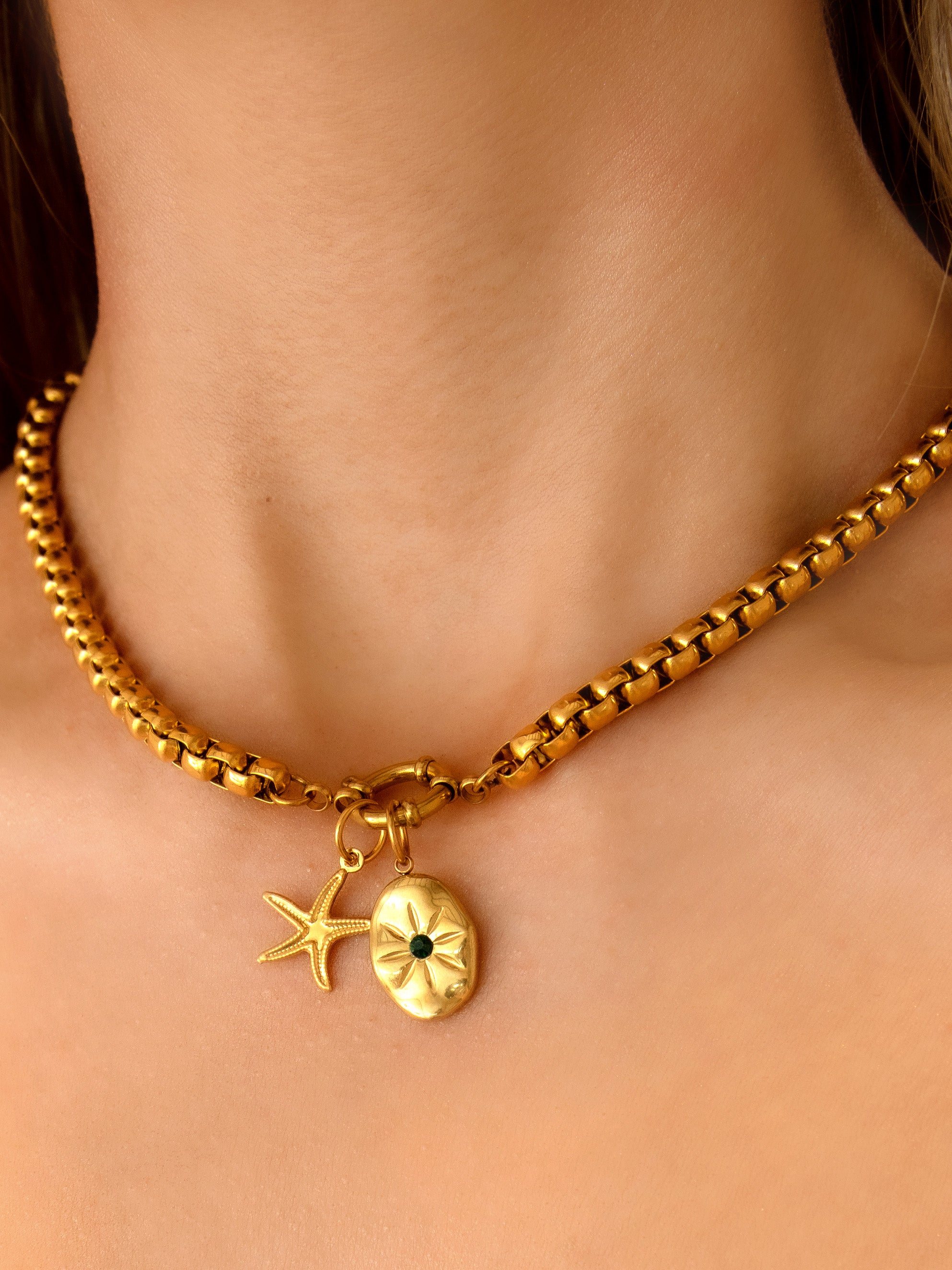 Gold Thick Belcher Chain Choker For Charms