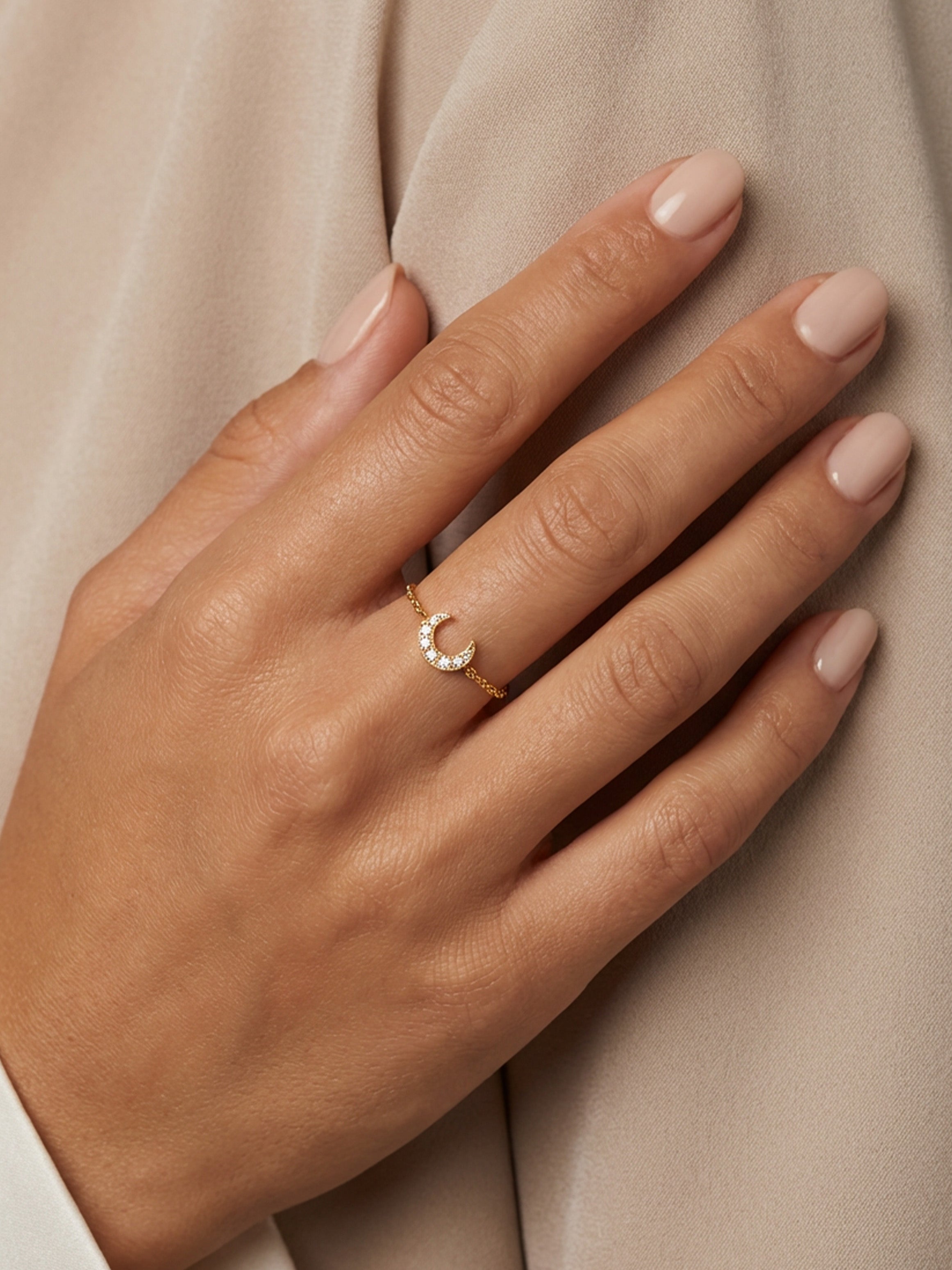 Adjustable Moon Chain Ring