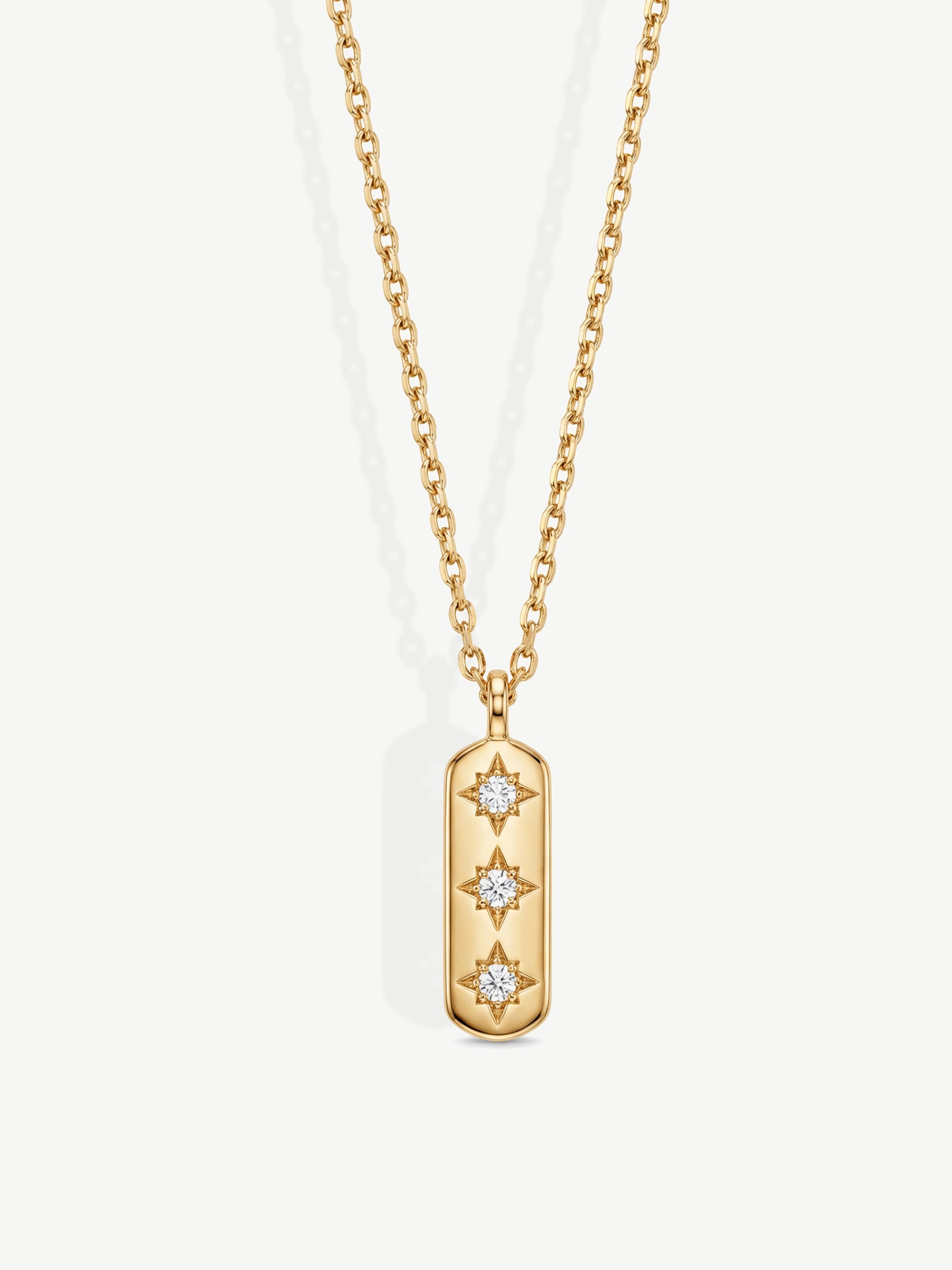 Vertical Bar Necklace With Three Stars